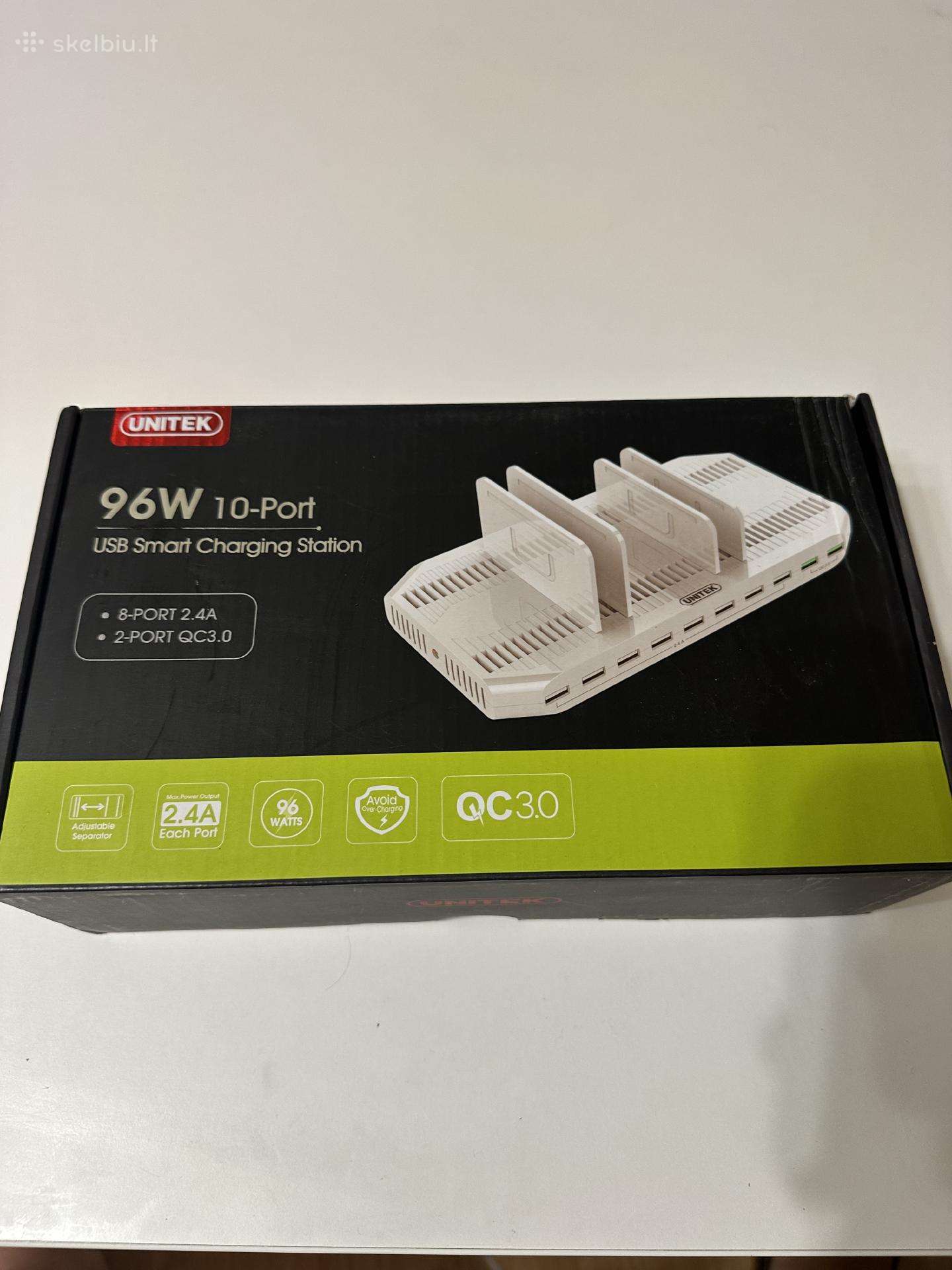 Unitek 96w 10-port usb įkrovimo stotelė