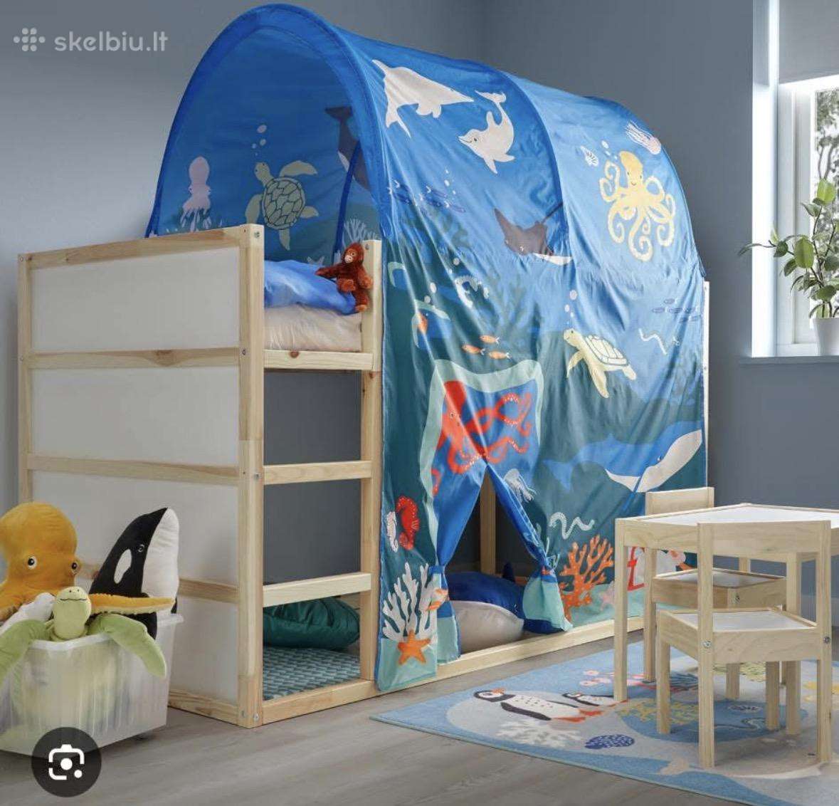 Dvipusė lova Ikea Kura su palapine. 90x200 cm