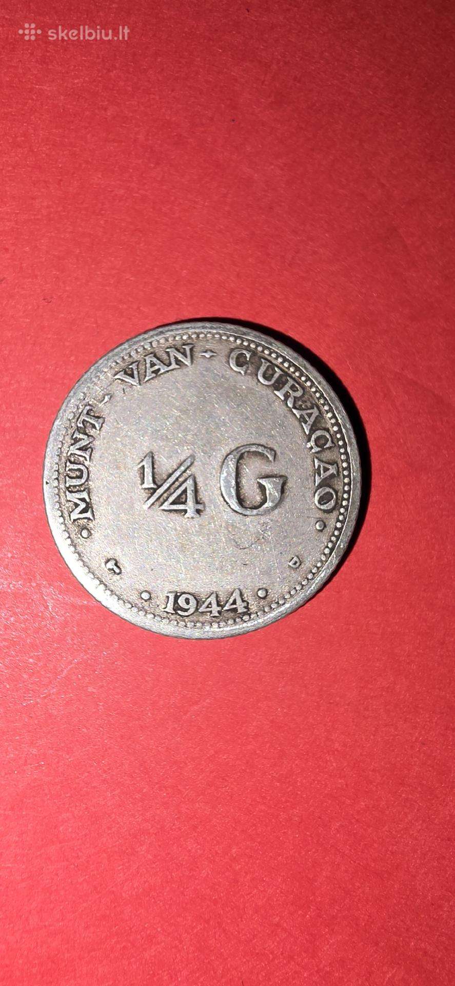 Nyderlandų Antilai 1/4 guldeno 1944,sidabras 0,640