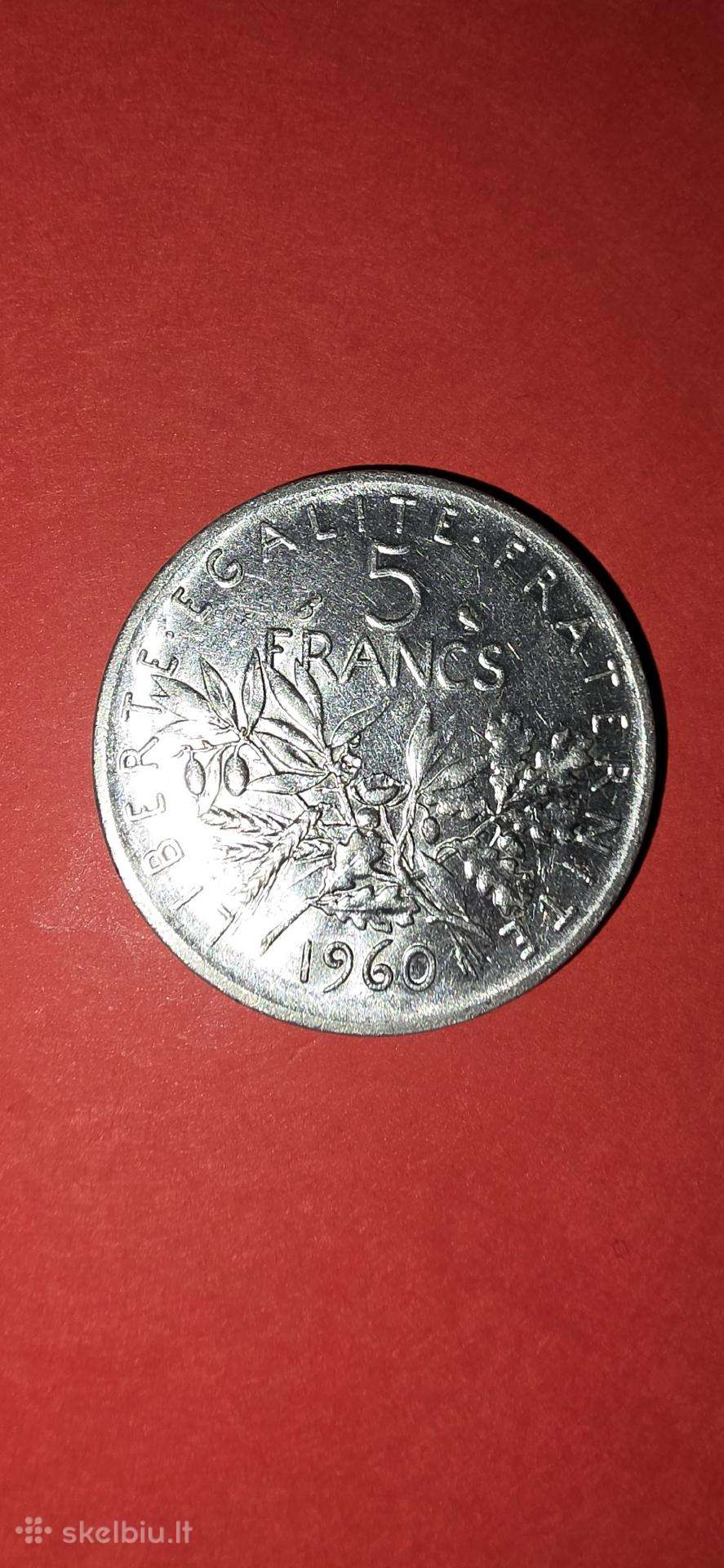 Prancūzija 5 frankai 1960,sidabras 0,835