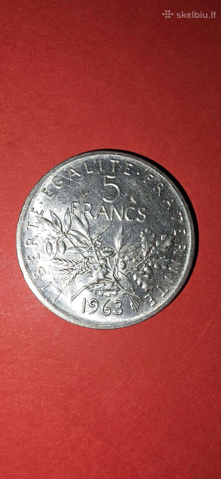 Prancūzija 5 frankai 1963,sidabras 0,835