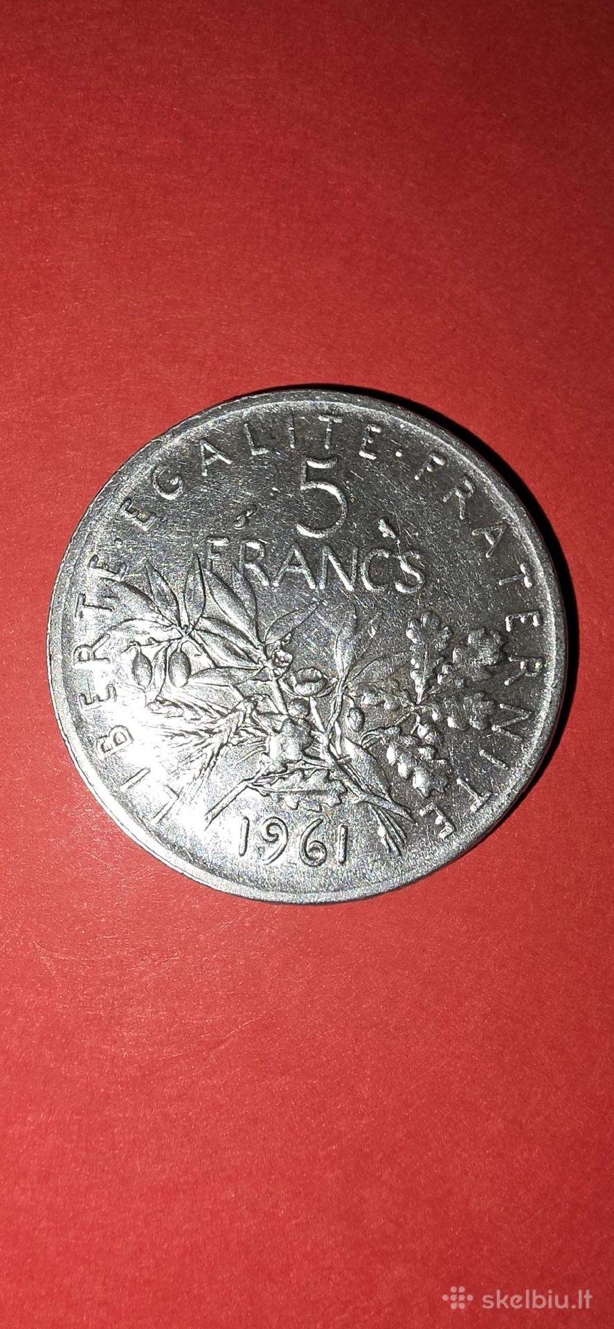 Prancūzija 5 frankai 1961,sidabras 0,835
