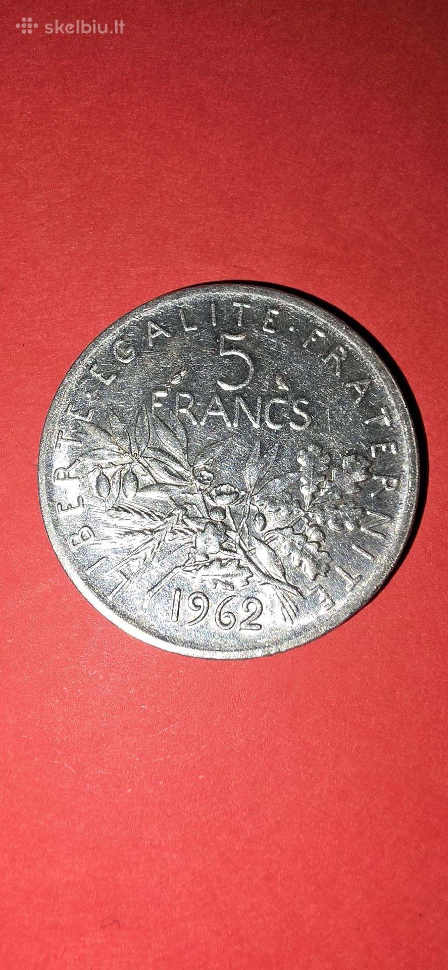 Prancūzija 5 frankai 1962 ,sidabras 0 835