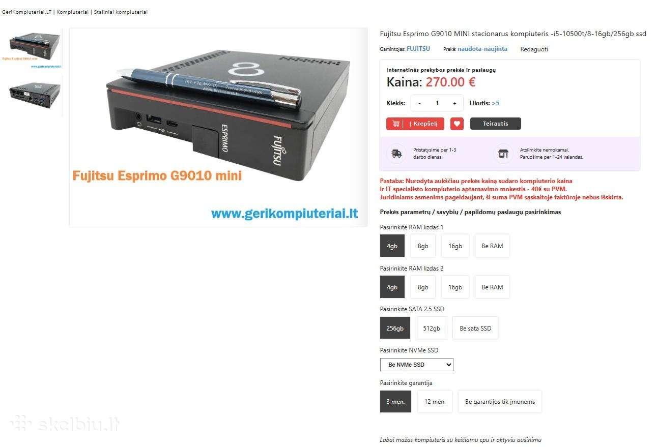 Mini kompiuteris su i5-10500t - tik 270€