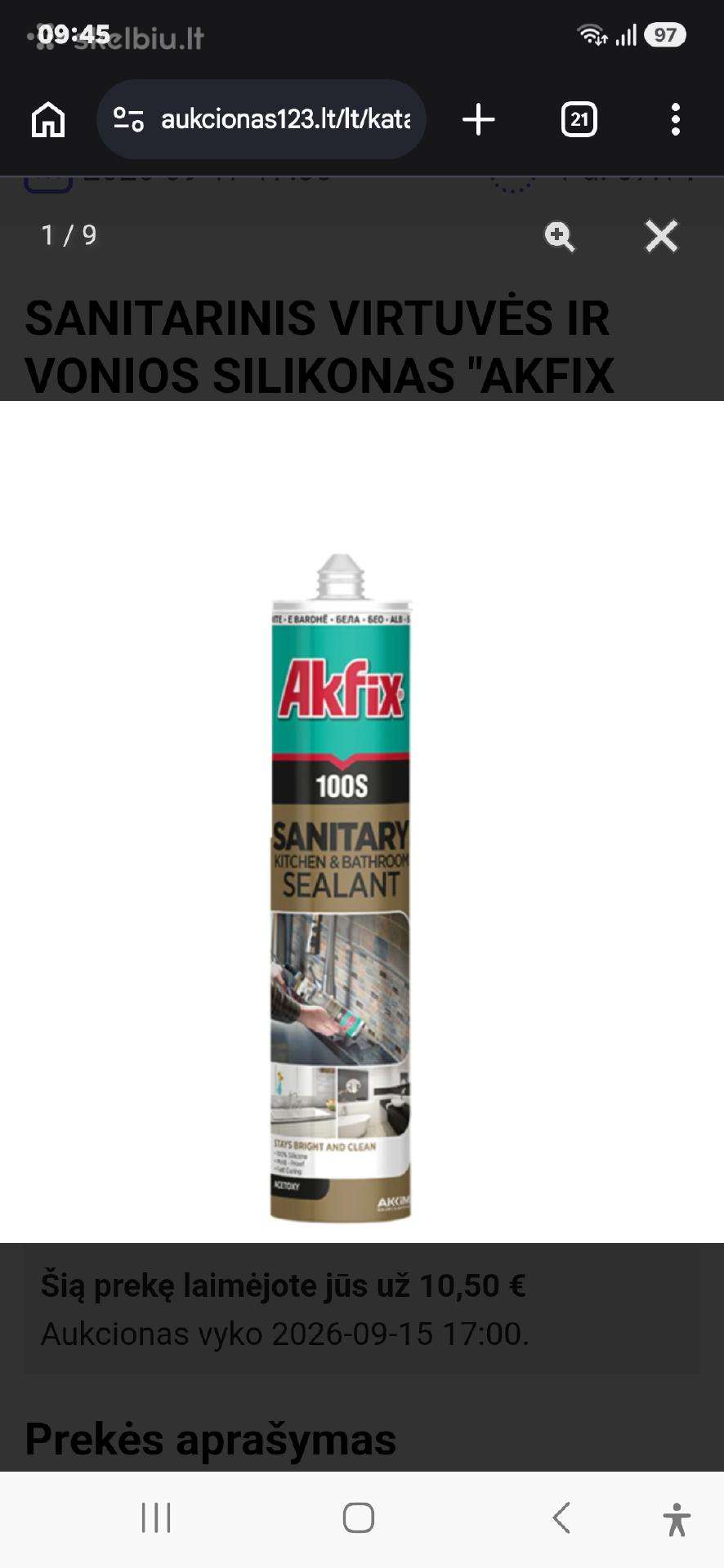 Akfix sanitarinis vonios, virtuvės silikonas