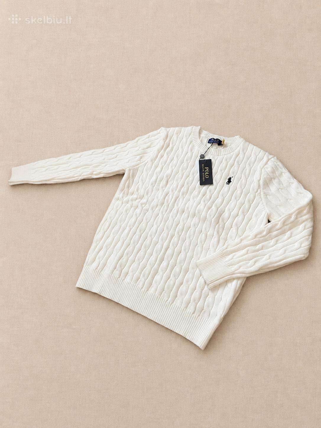 Baltas Cable Knit Megztinis