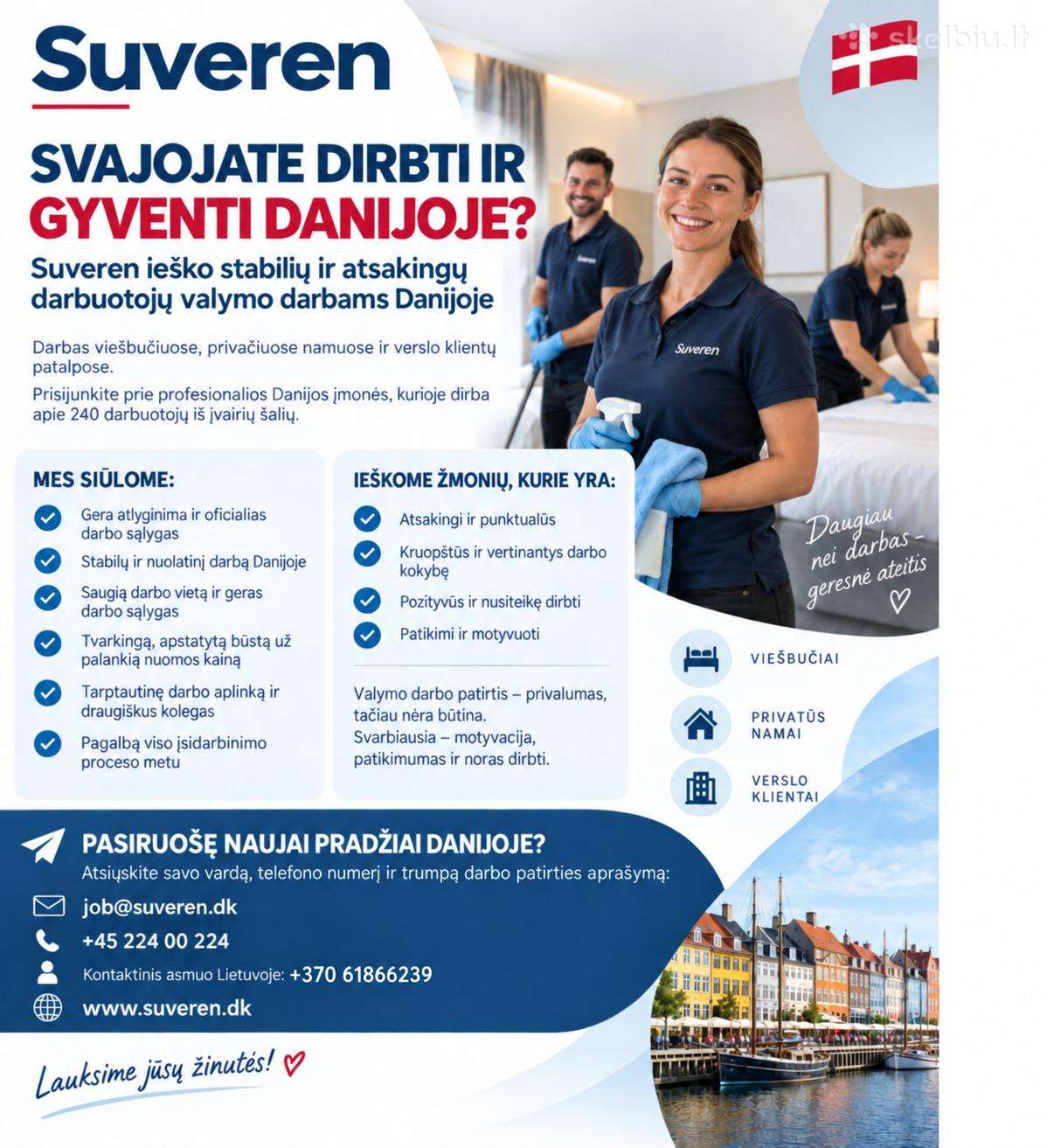 Darbas Danijoje – valymo darbuotojams