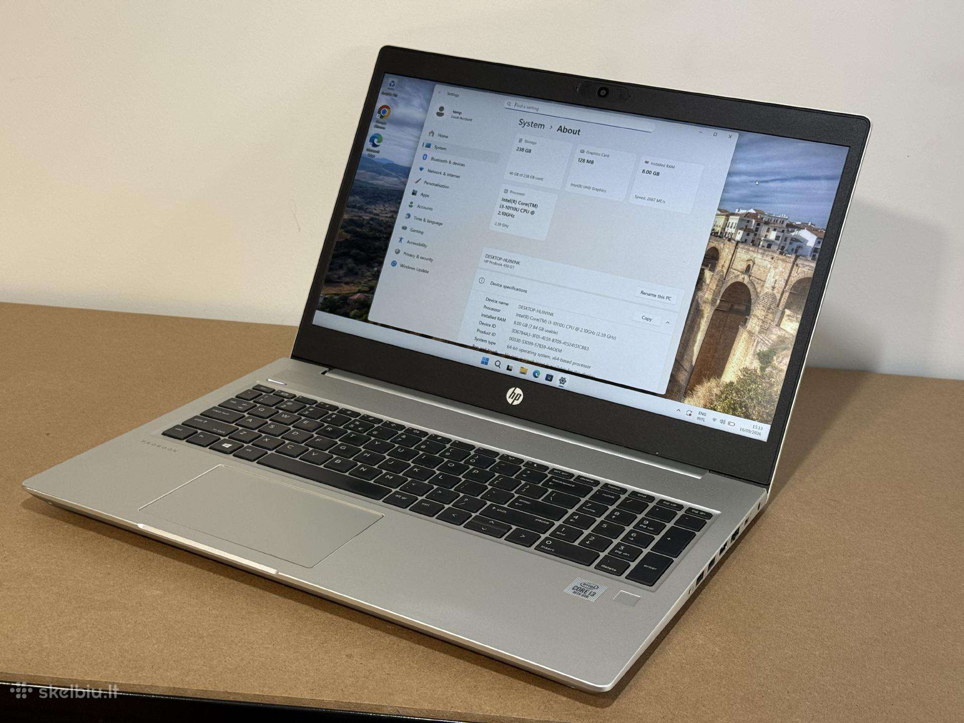 Hp Probook 450 G7 15 colių i3-10110u 8gb/256gb