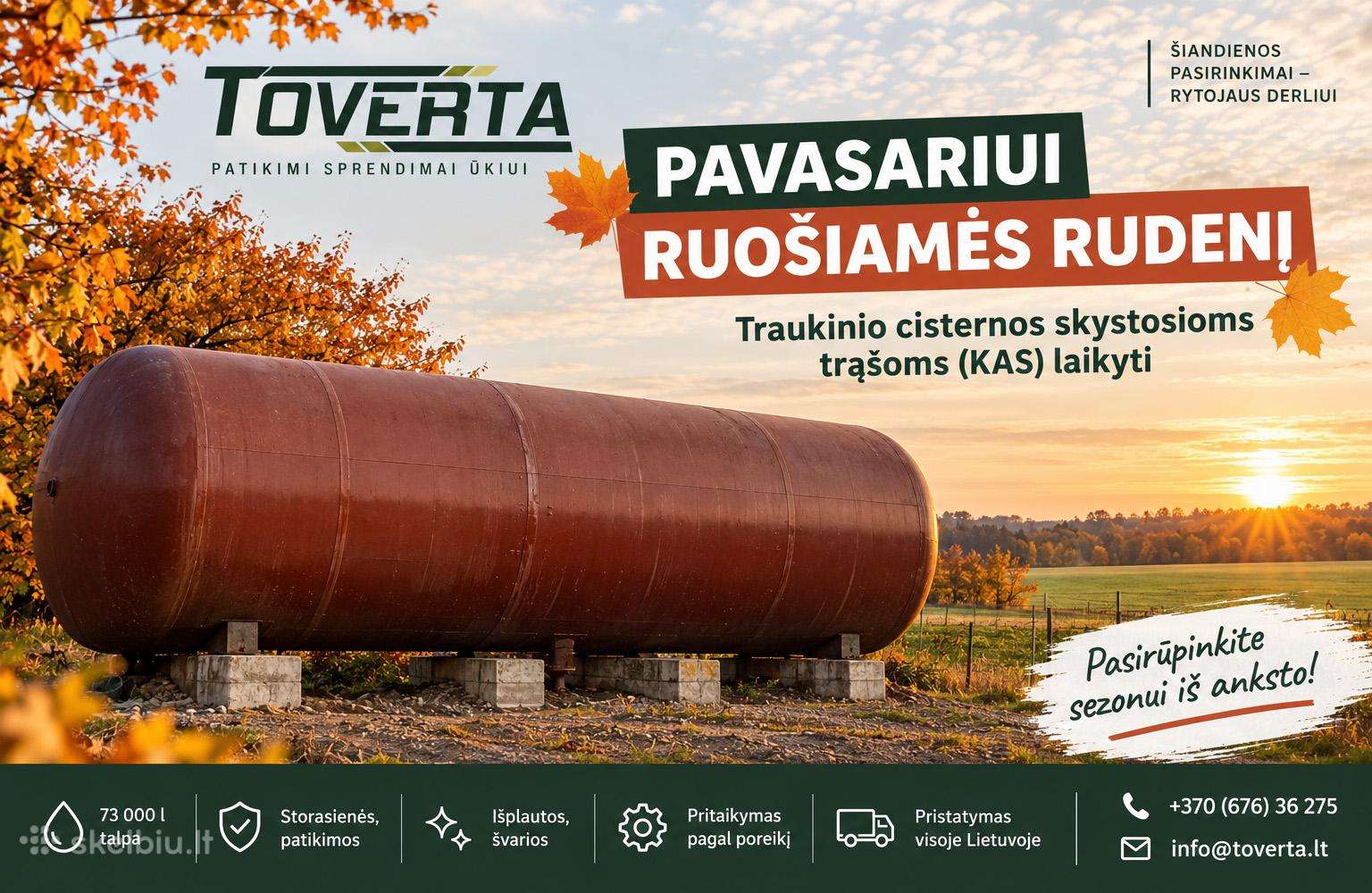 Traukinio cisterna: skystoms trąšoms, kurui ir kt.
