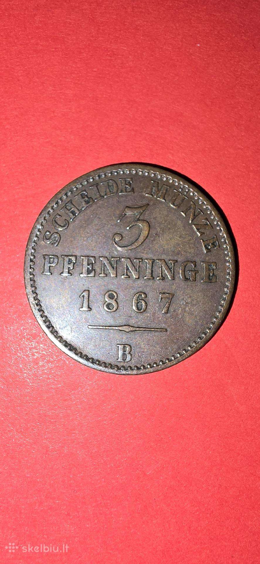 Vokietija 3 pfeningai 1867