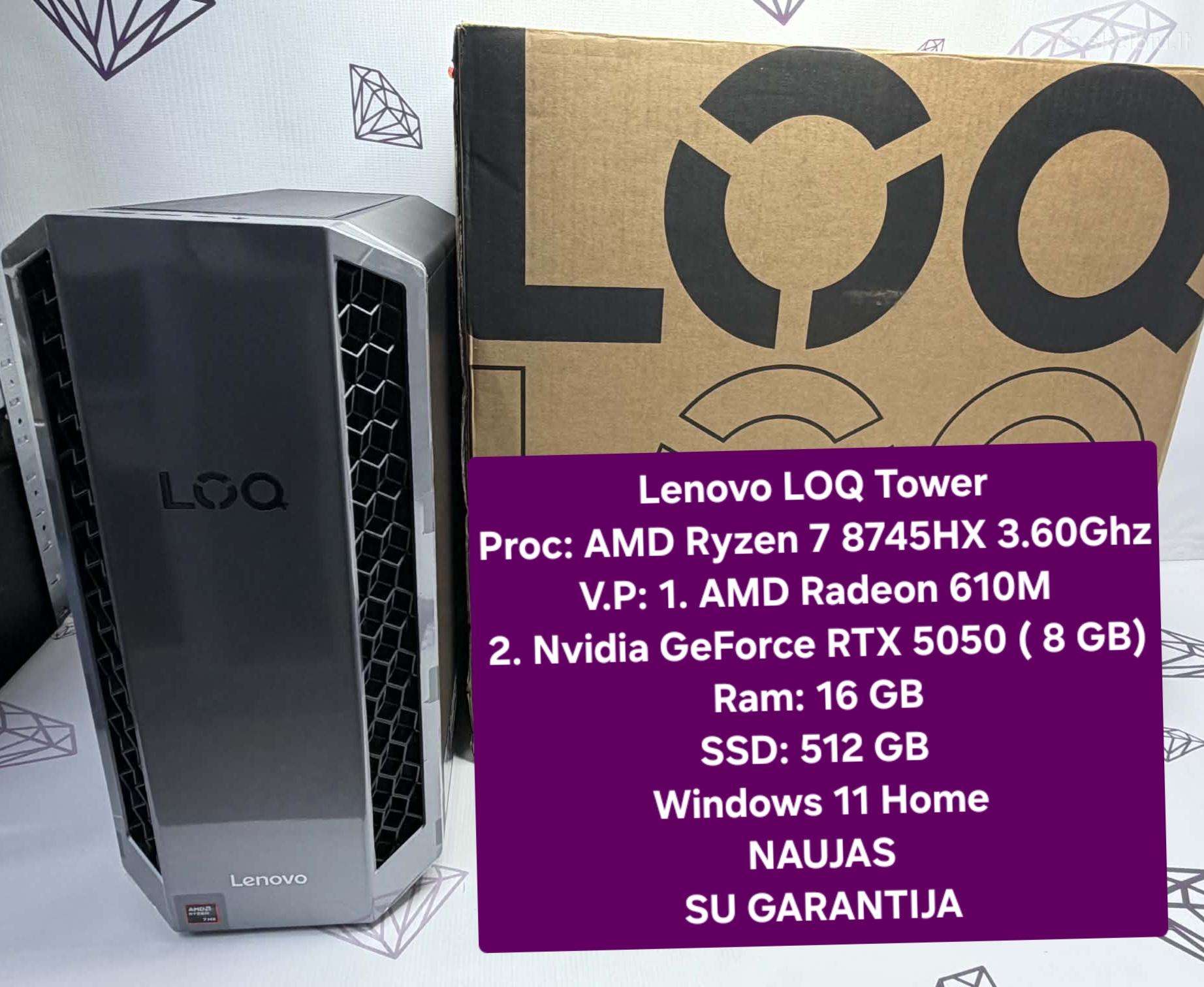 Naujas! Lenovo Loq Tower (ryzen7, gtx5050)