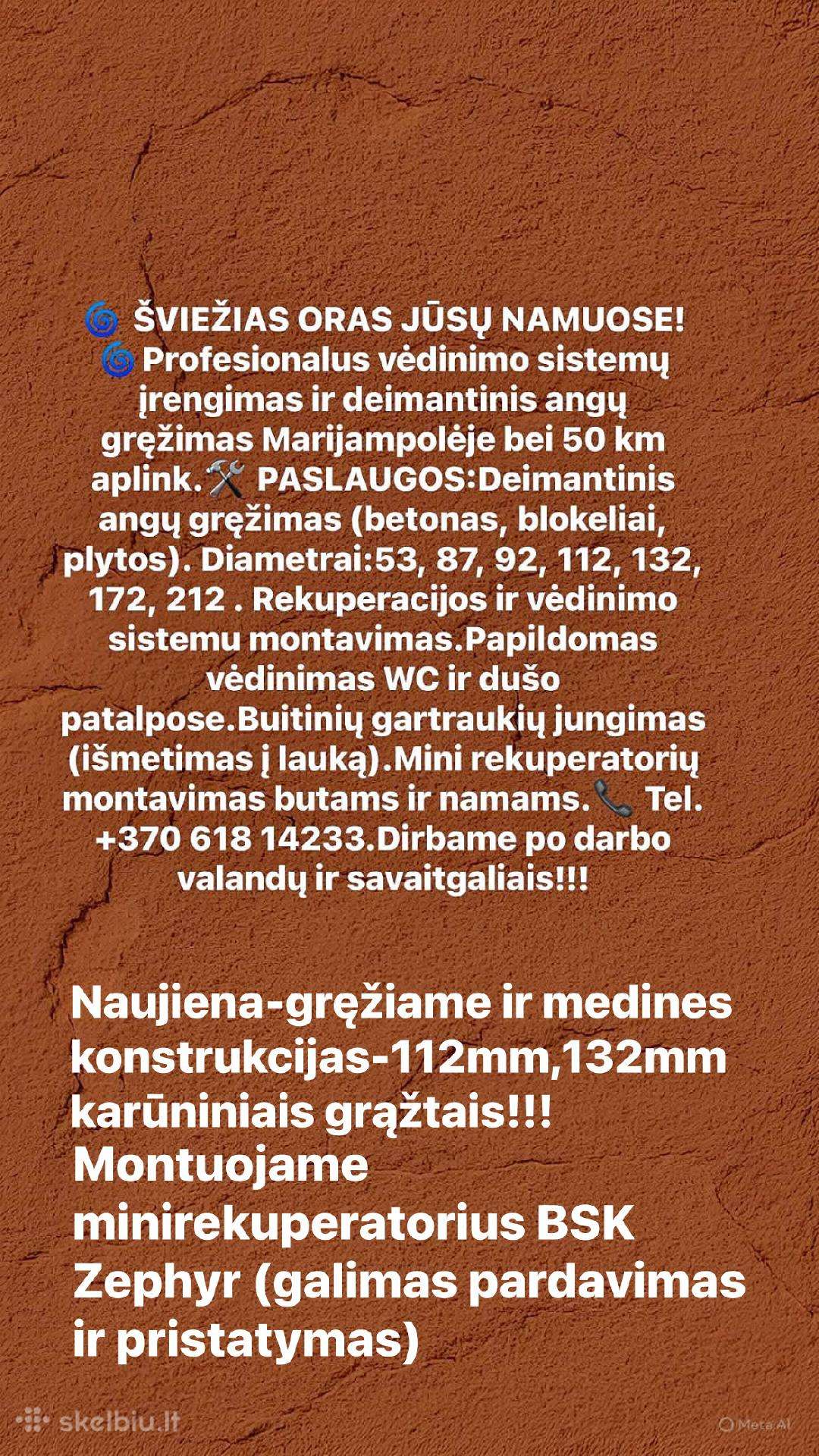 Rekuperacijos montavimo darbai