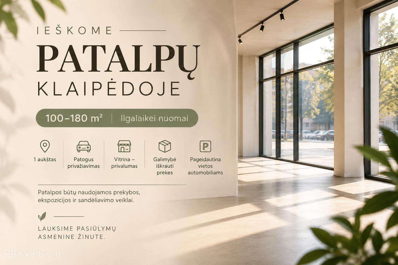 Ieškome 100–180 m² komercinių patalpų Klaipėdoje
