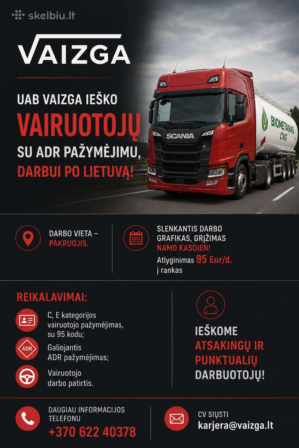 Reikalingi ADR vairuotojai Pakruojyje!
