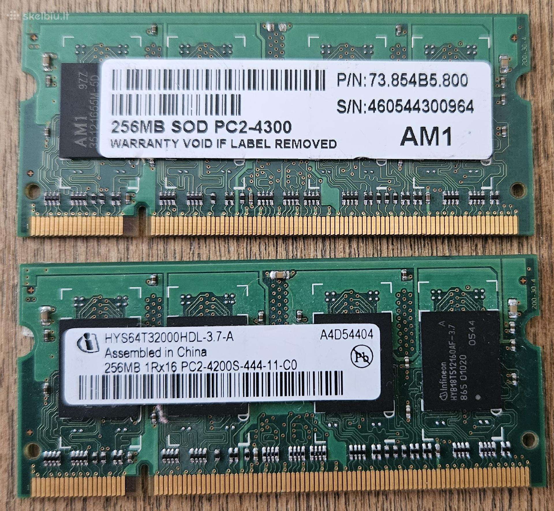 RAM 256 MB nešiojamo kompiuterio