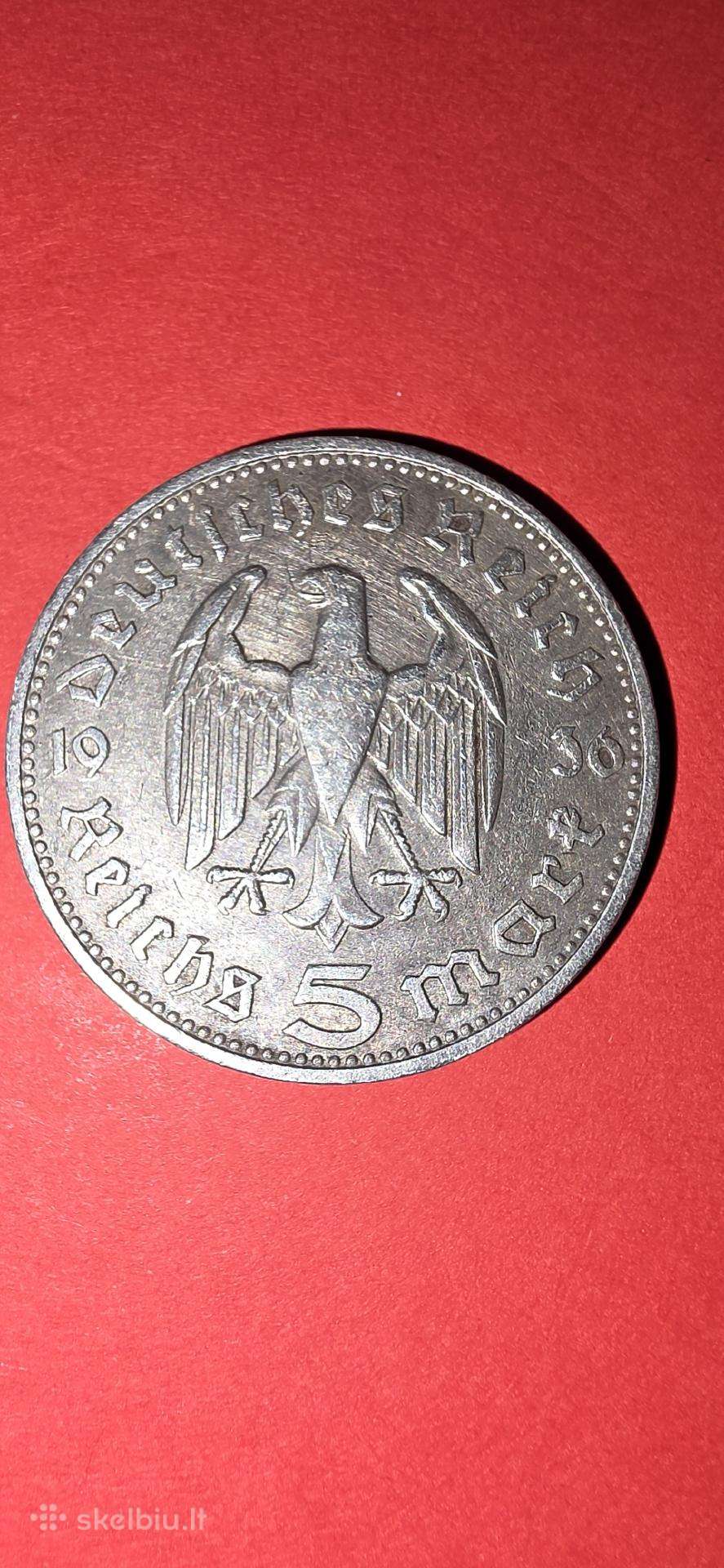 Vokietija 5 markės 1934,sidabras 0,900