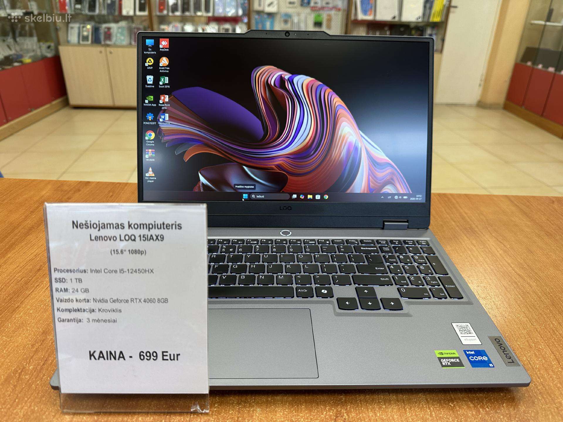 Lenovo Loq 15iax9 I5/rtx 4060/1tb/24gb Naudotas