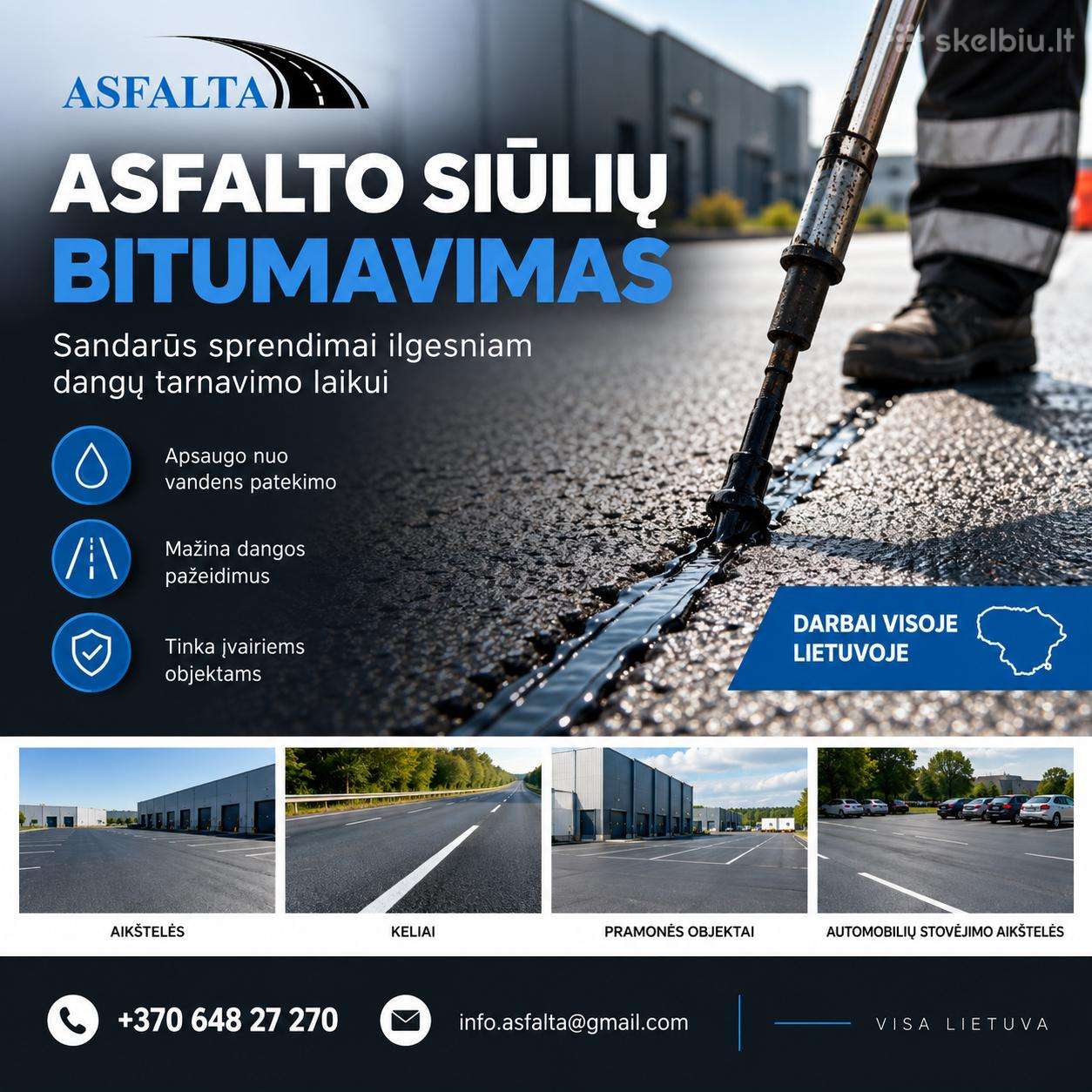 Asfalto siūlių ir įtrūkimų sandarinimas
