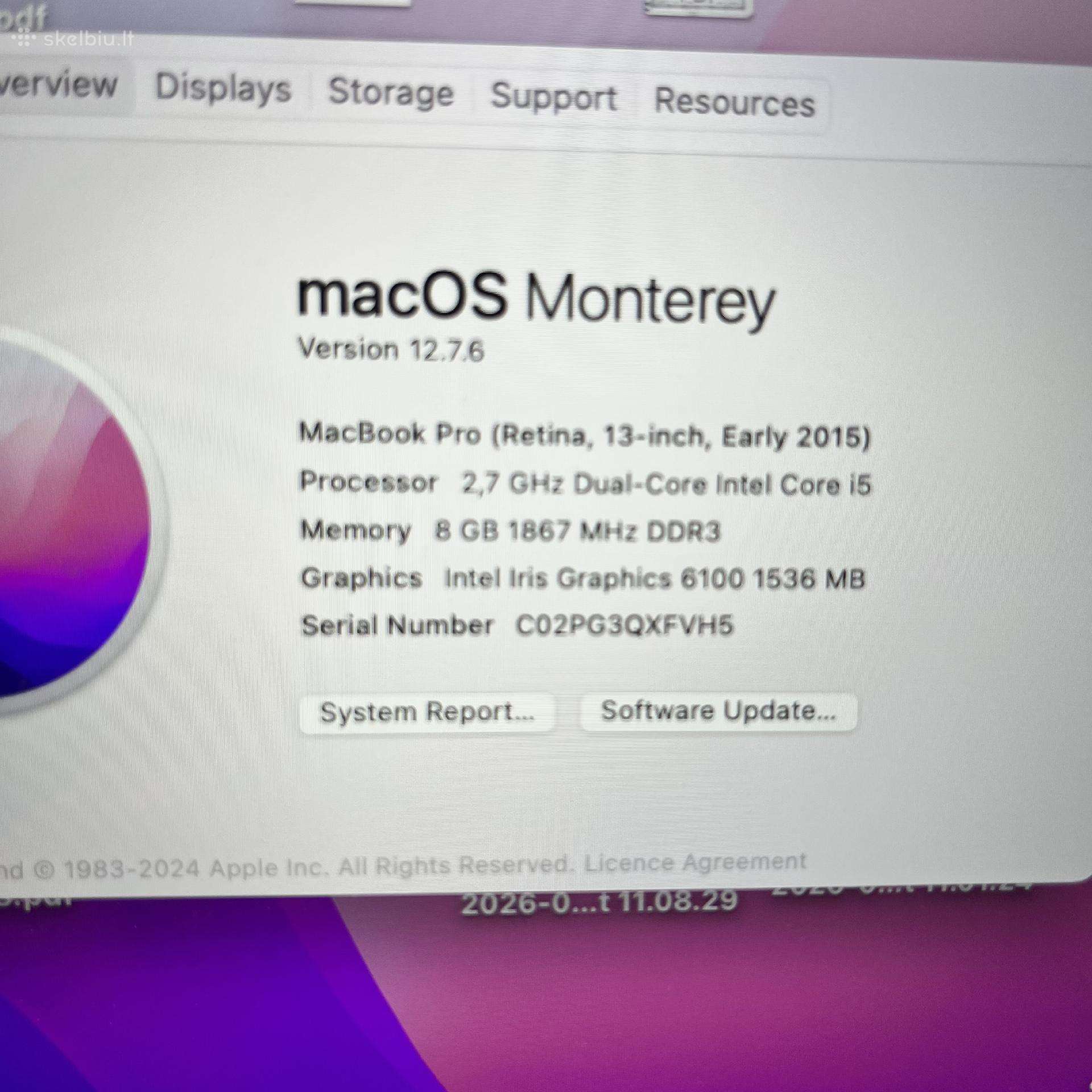 Parduodamas Apple MacBook Pro, modelis A1502