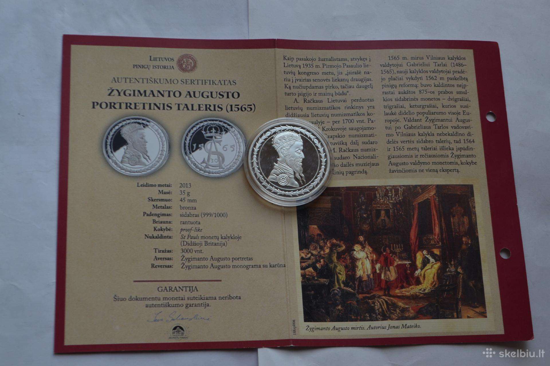 Zygimanto Augusto portretinis taleris1565