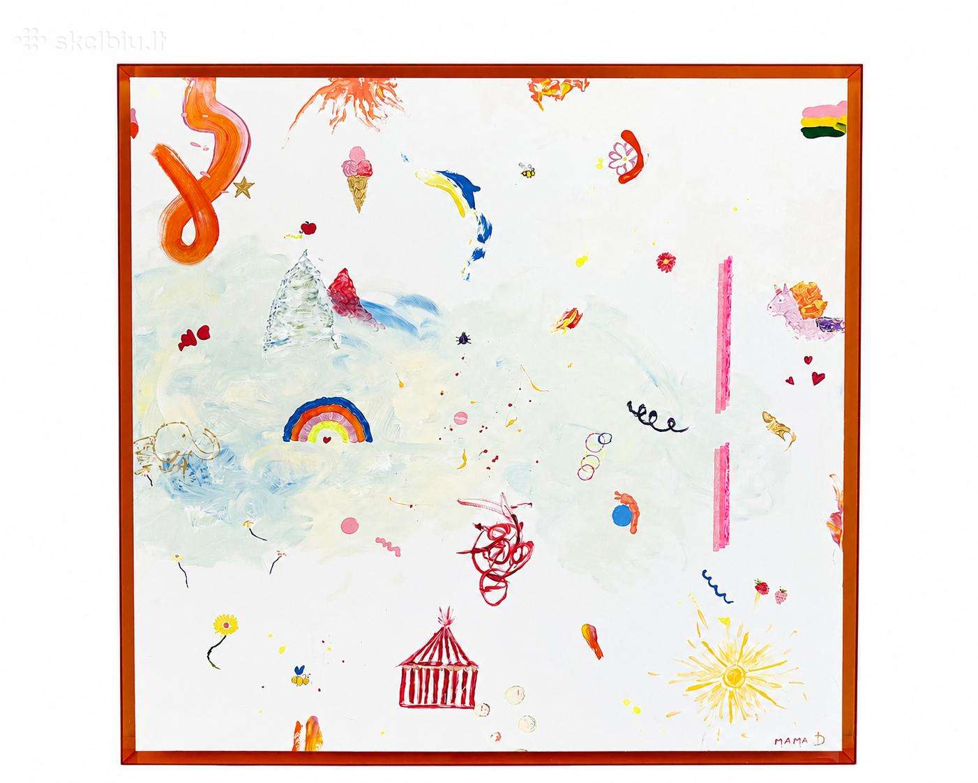 Įrėmintas originalus paveikslas 100x100 cm