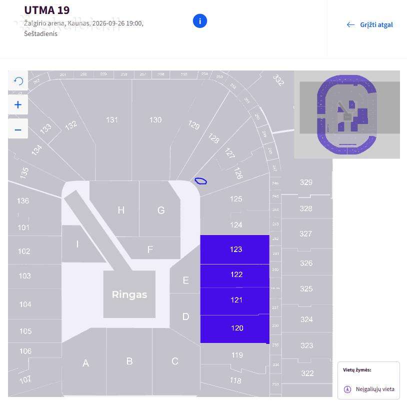Utma 19 prie Audi klubo ir VIP vietų 2 vietos