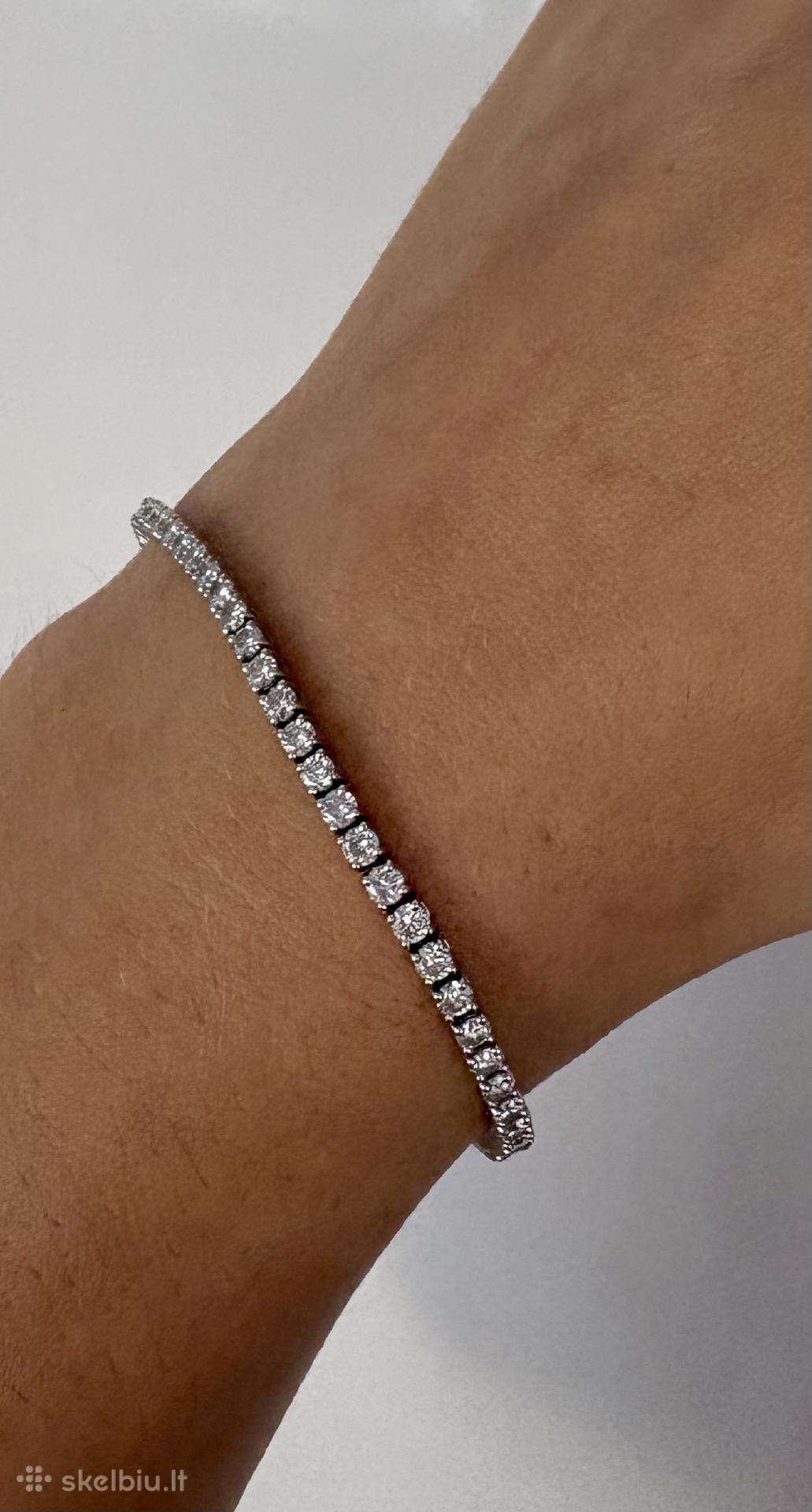 14k balto aukso teniso apyrankė su deimantais 3,6c