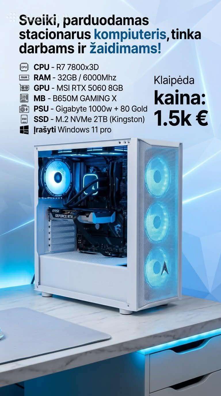 Gaming Pc - Stacionarus - R7 7800x3d / 32gb
