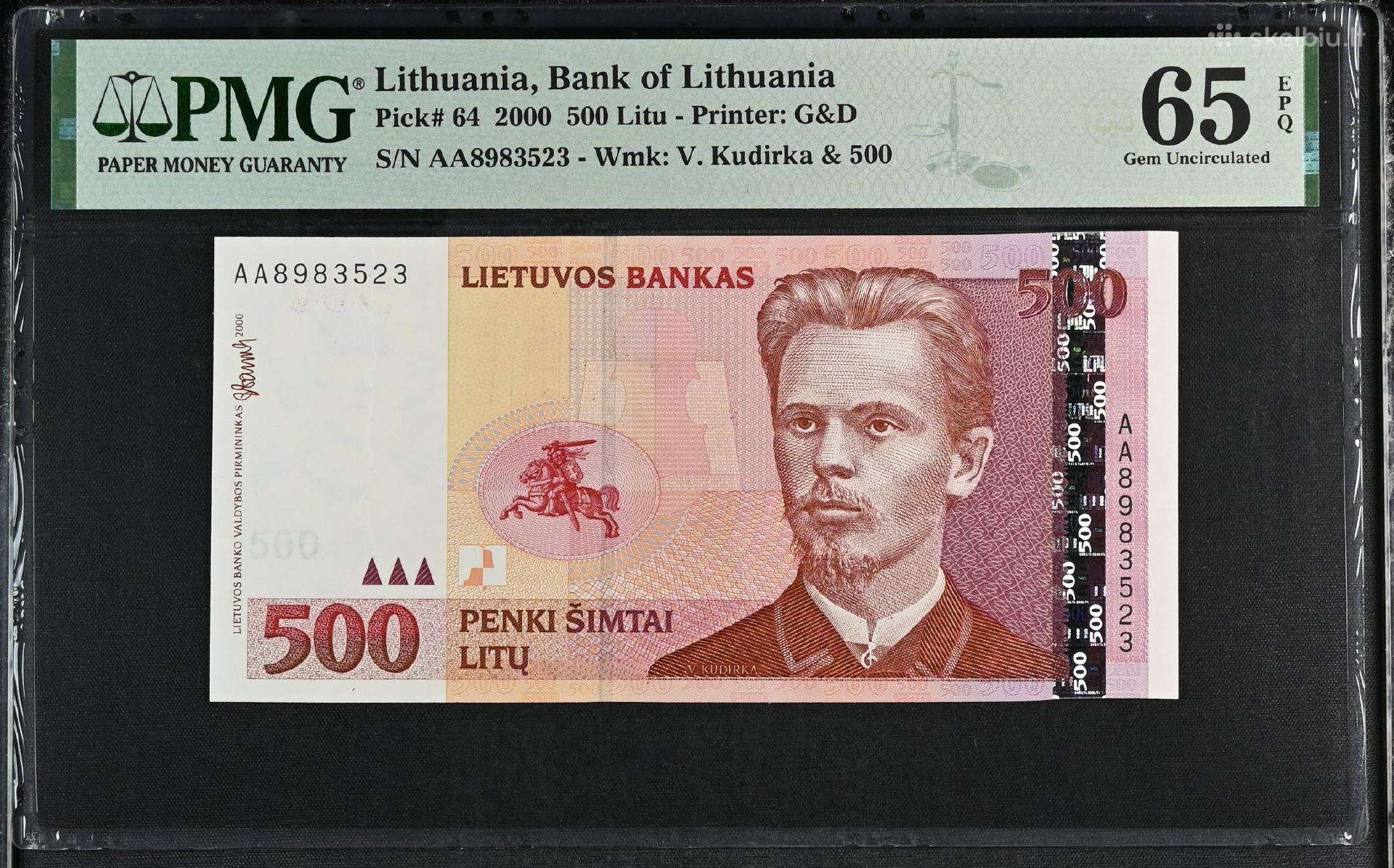 500 Litų 2000 m. Pmg65