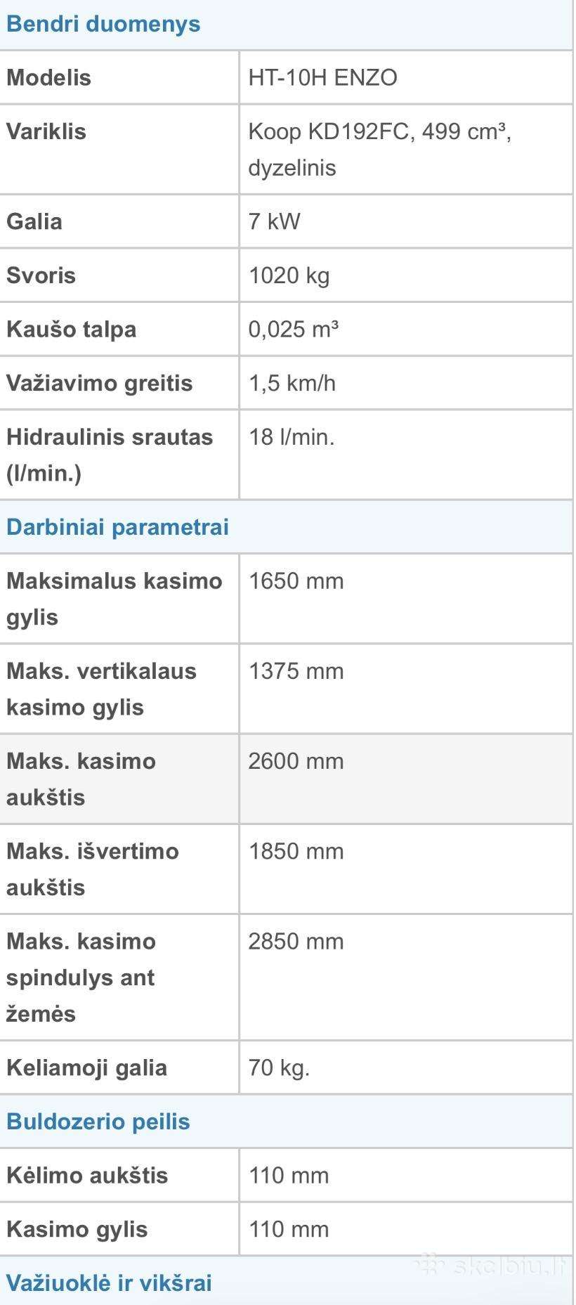 ENZO Mini Dyzelinis Ekskavatorius E, экскаваторы