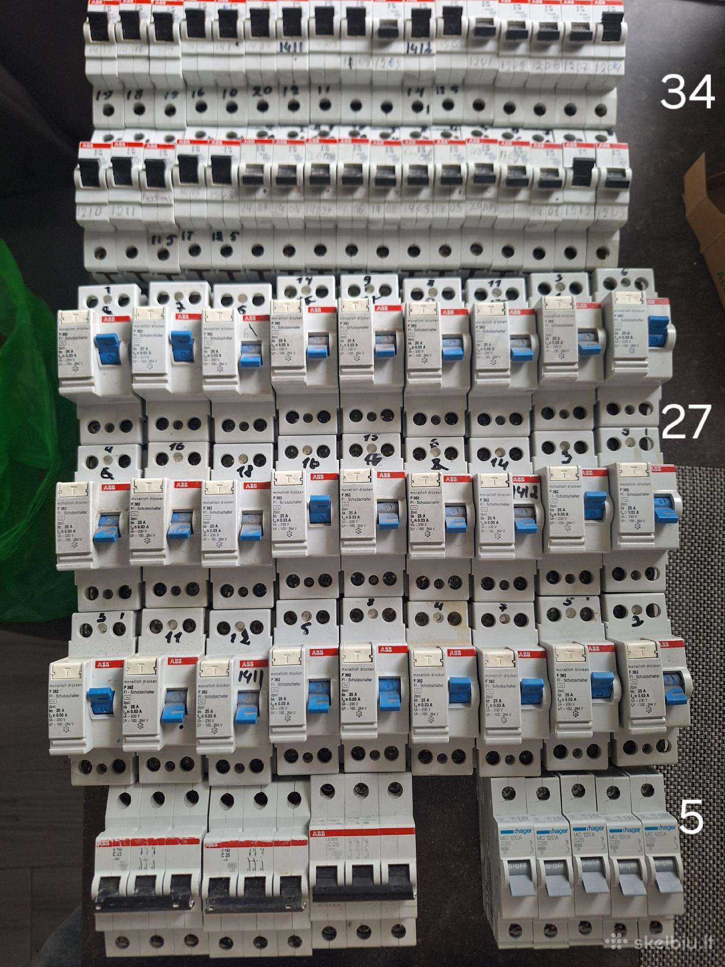 Naudoti elektros automatai/ srovės nuotėkio rėlės