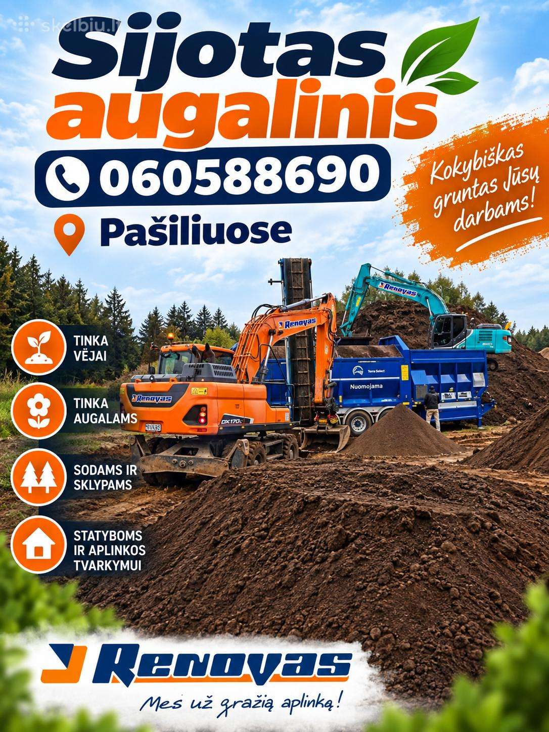 Sijotas augalinis - juodžemis, smėlis, skalda