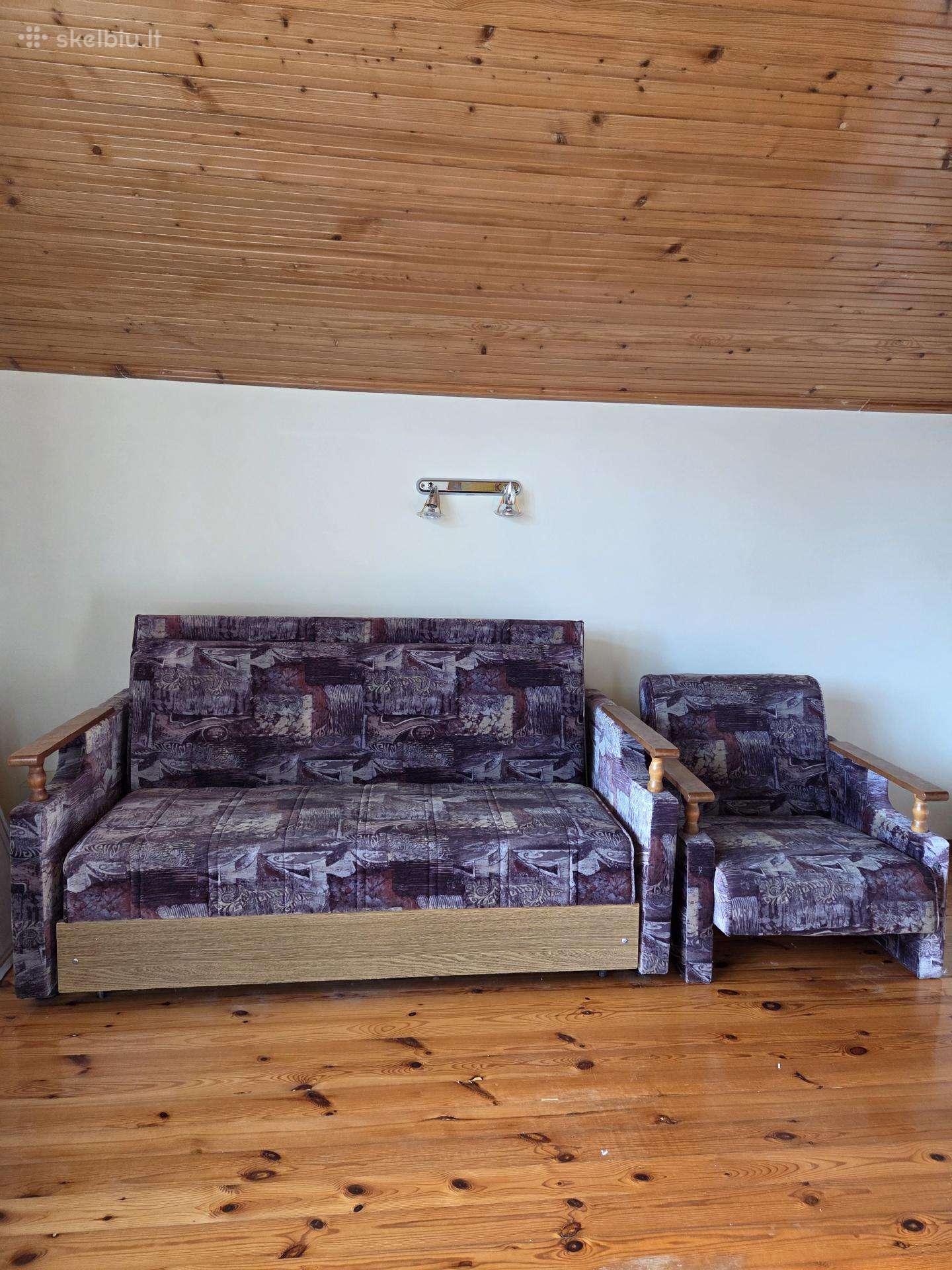 Atiduodama sofa lova ir fotelis lova