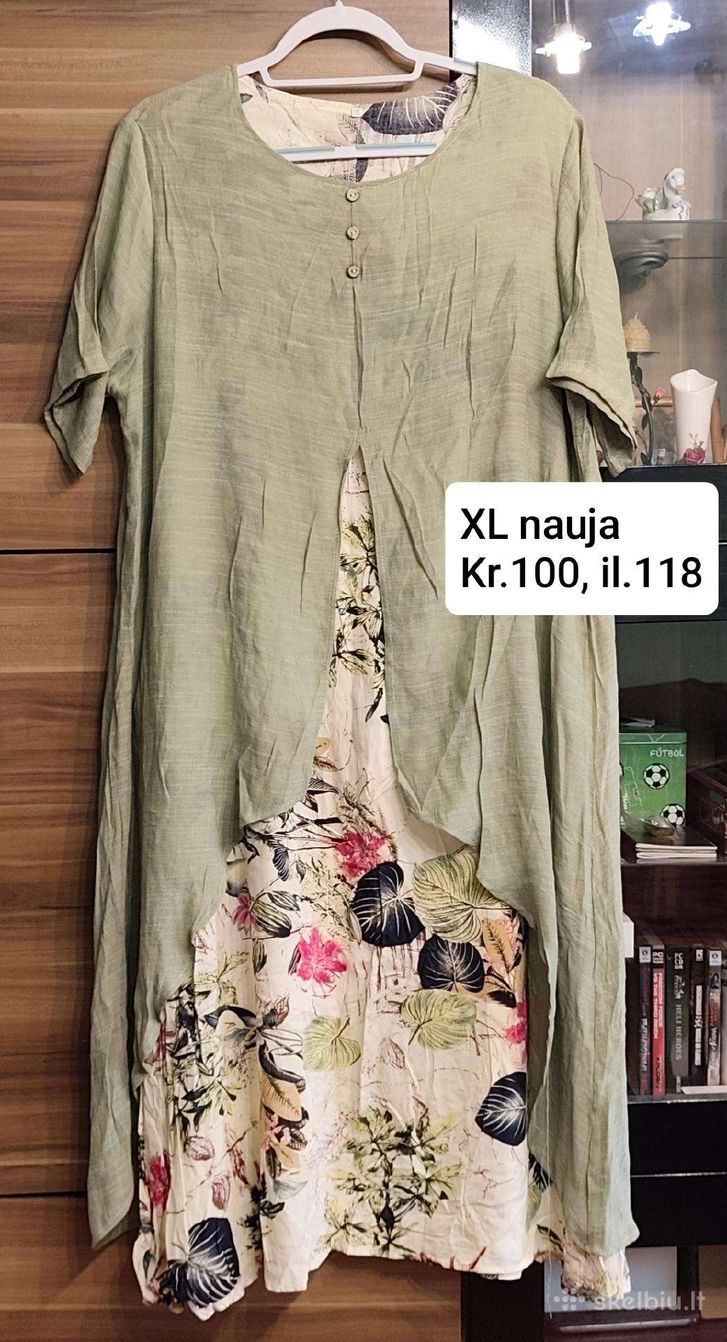 Žalia marga dviguba vasarinė suknelė XL dydis