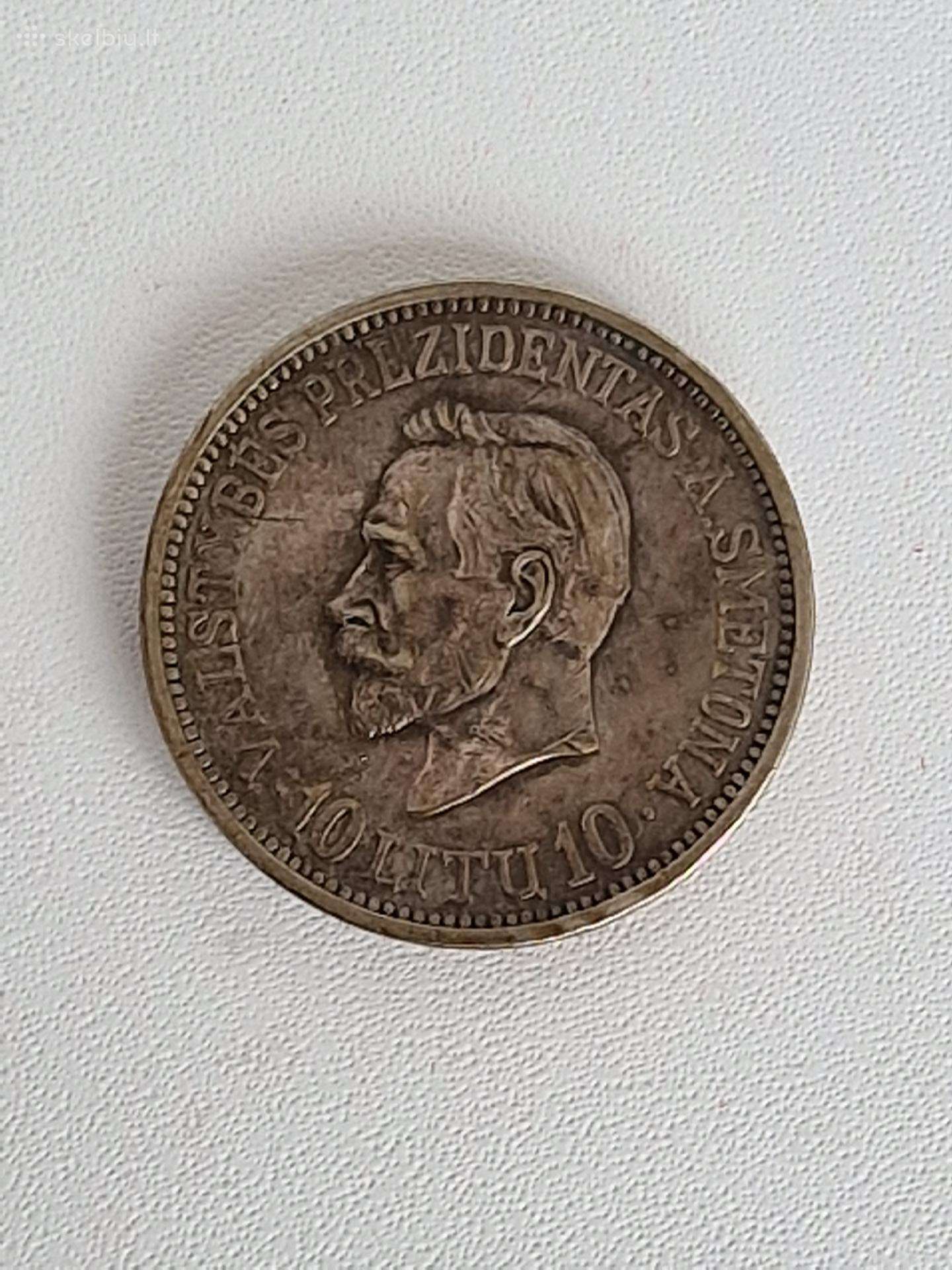 1938 m. 10 litų Antanas Smetona, sidabrinė moneta