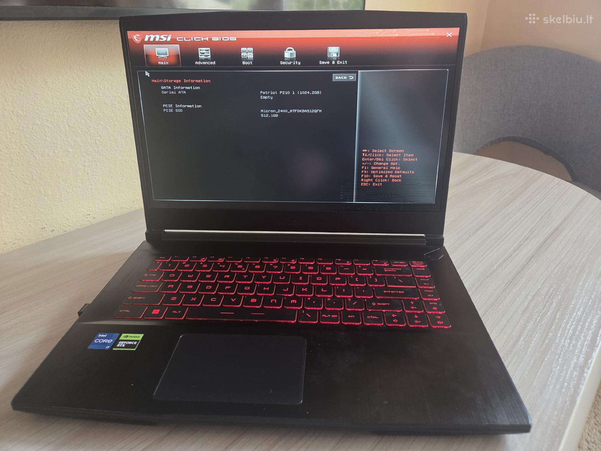 Parduodamas Msi Gf63, i7-12650h, Rtx 4060, 1.5 TB.