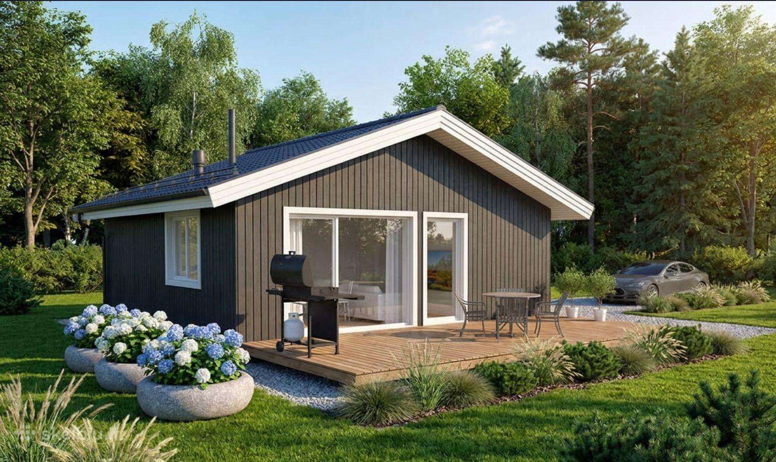 Nebrangūs skydiniai namai 50 m2