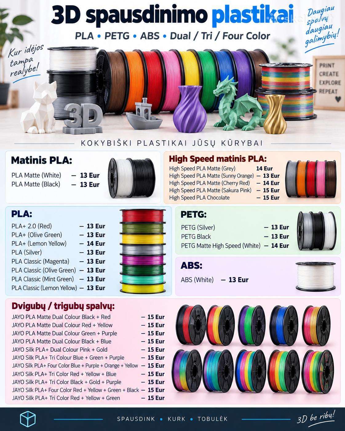 Jayo Pla/petg/abs plastikai, 1.1kg