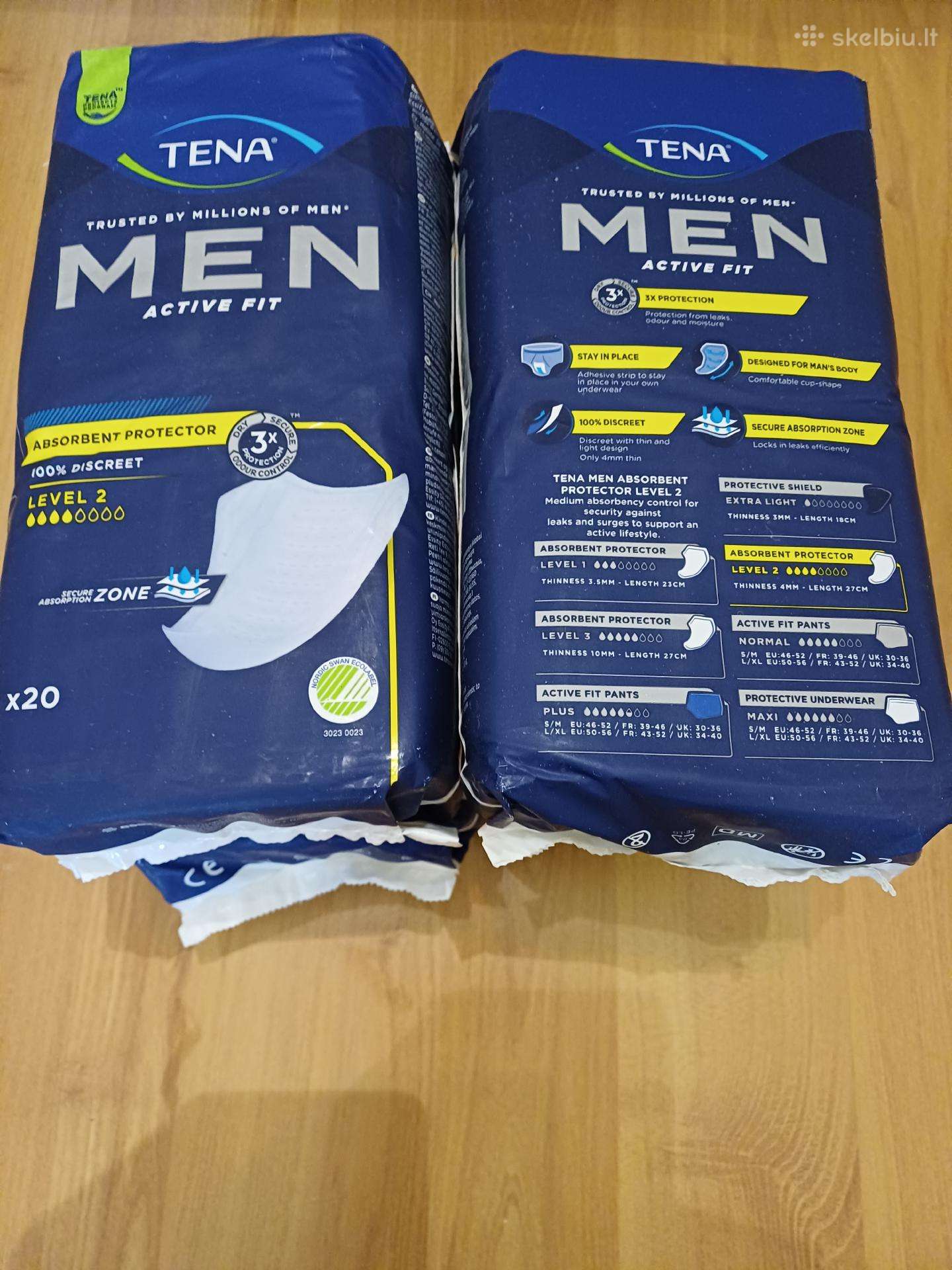 Tena men įklotai vyrams level 2 viso 4 pokai.
