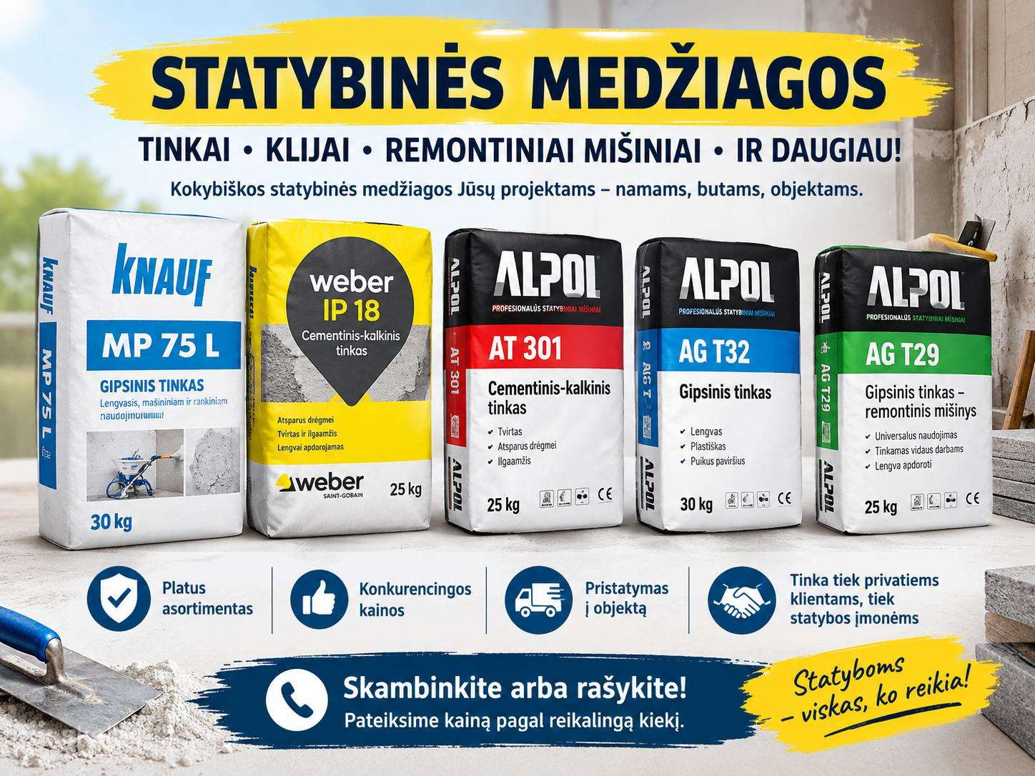 Gipsinis Tinkas, Cementinis tinkas gera Kaina!
