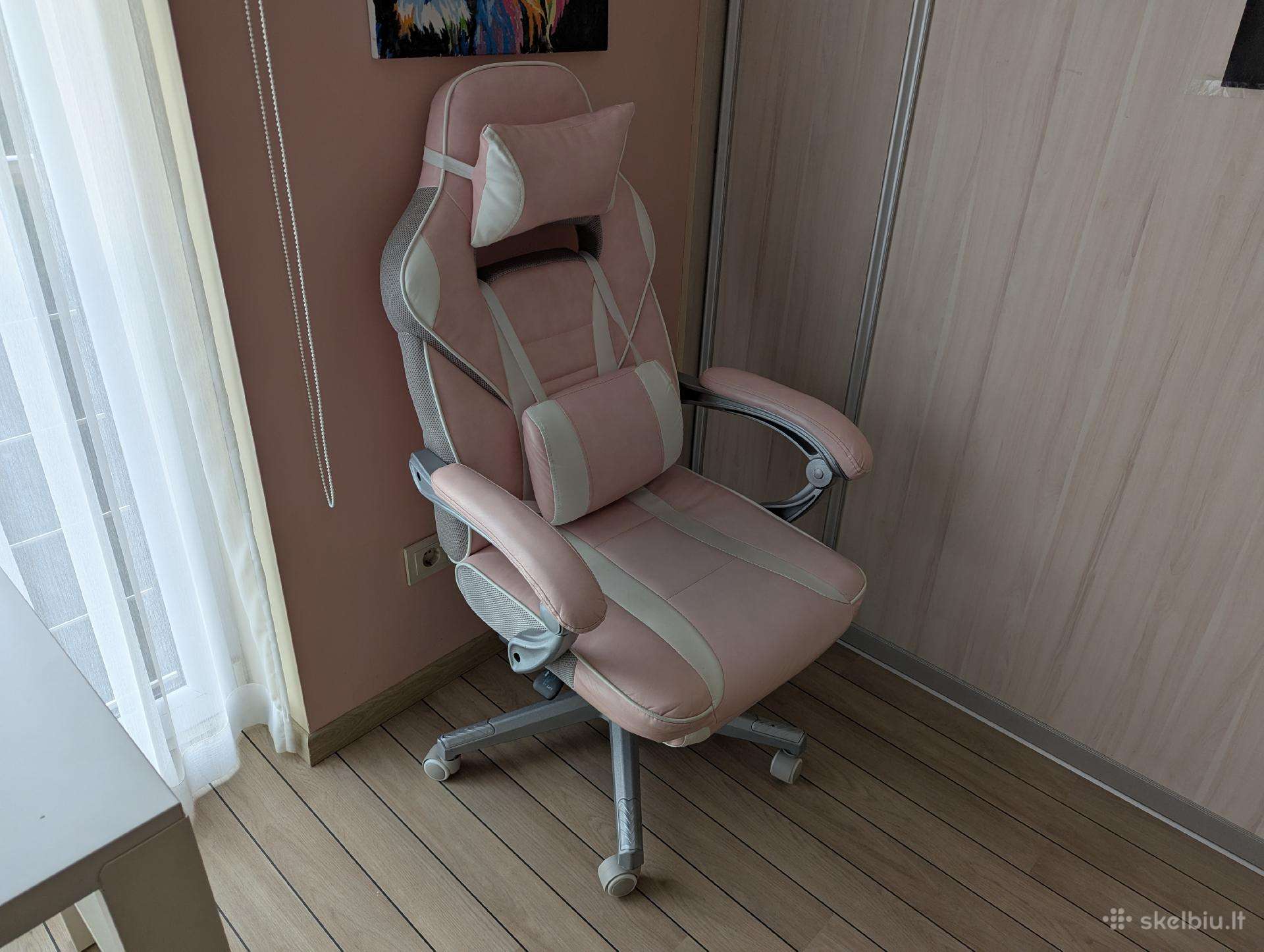 Švelniai rožinė ergonomiška kėdė