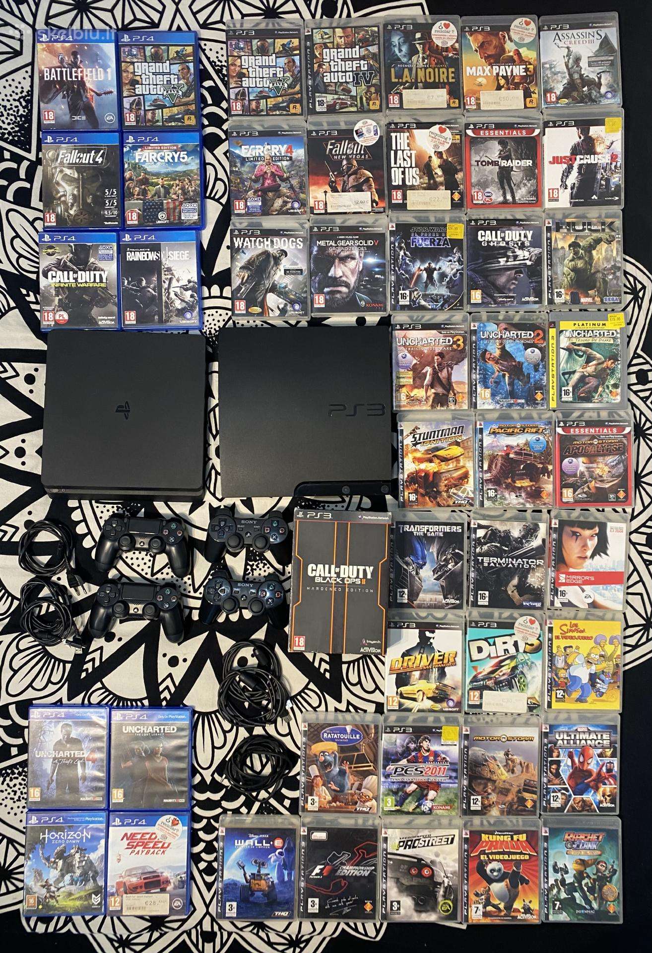 Ps4 Slim 1tb + PS3 Slim 320gb + Daug žaidimų