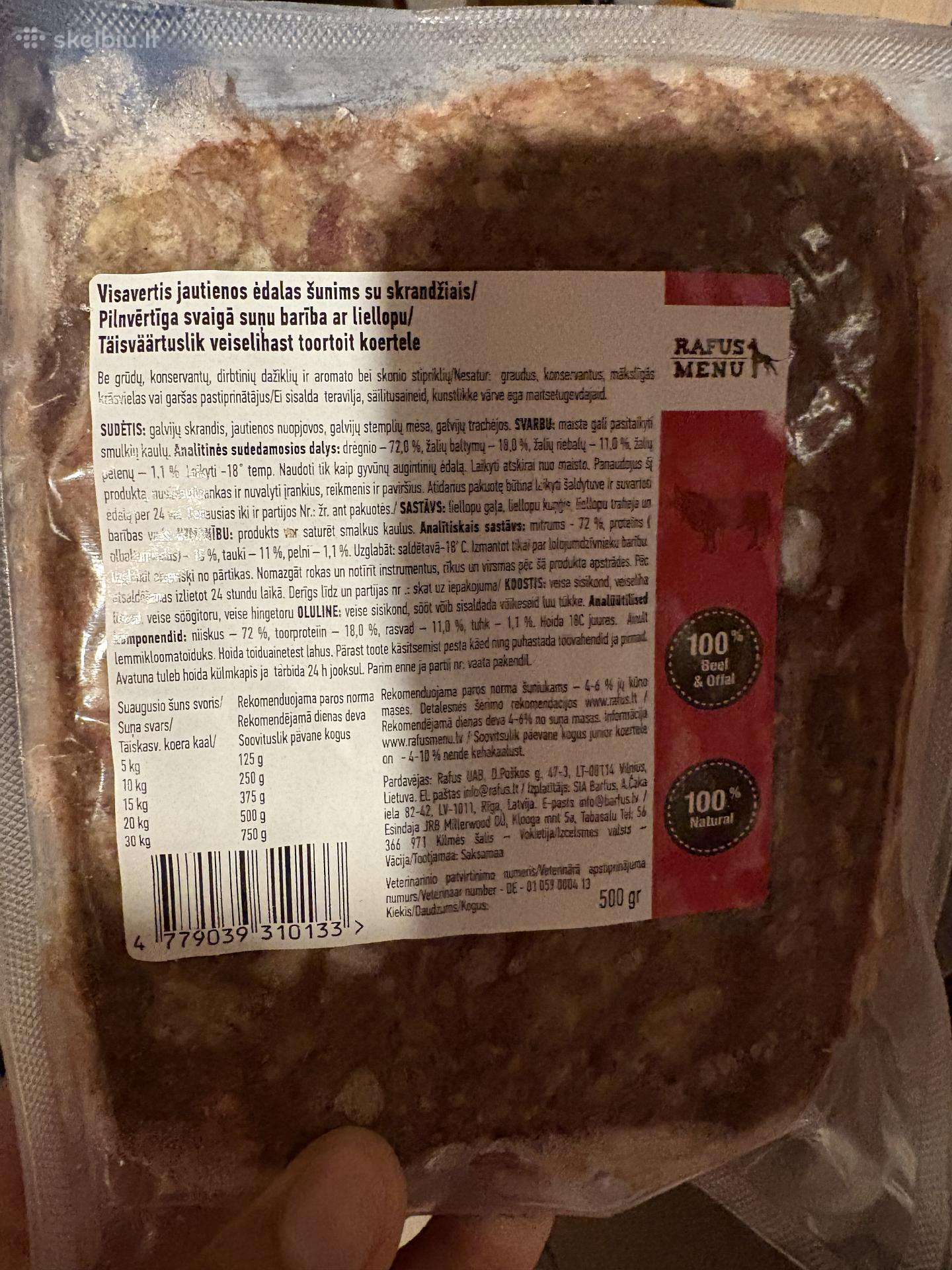 Rafus Menu ėdalas šunims - vieno baltymo, jautiena