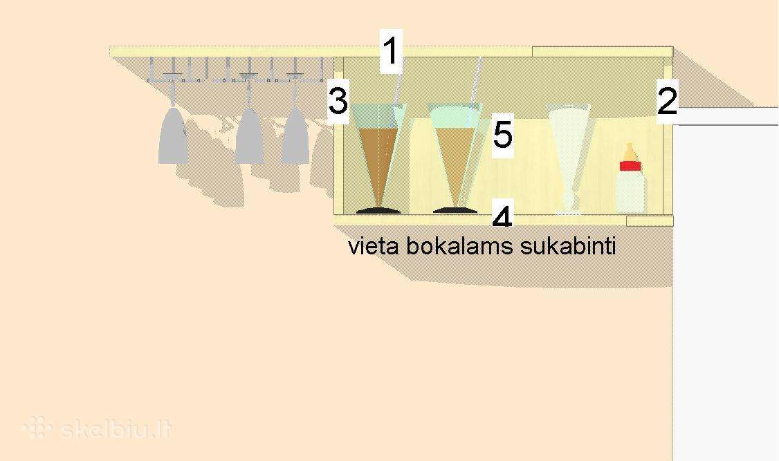 Virtuvės tauriu, bokalu spintelė