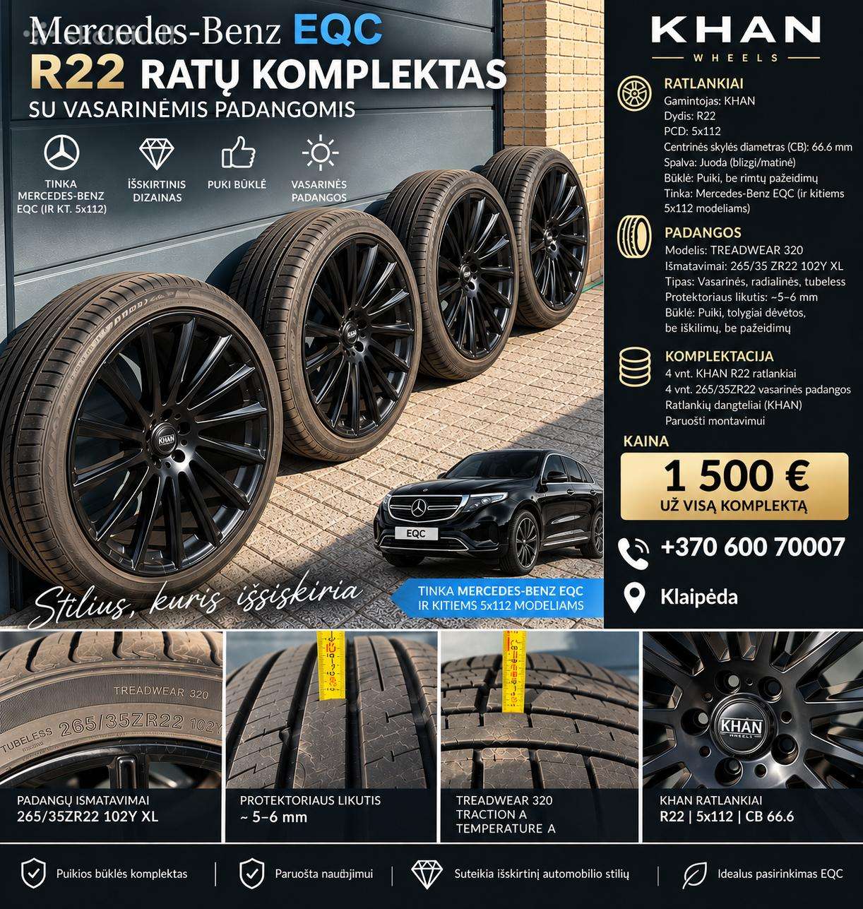 R22 Khan ratlankiai su padangomis 265/35