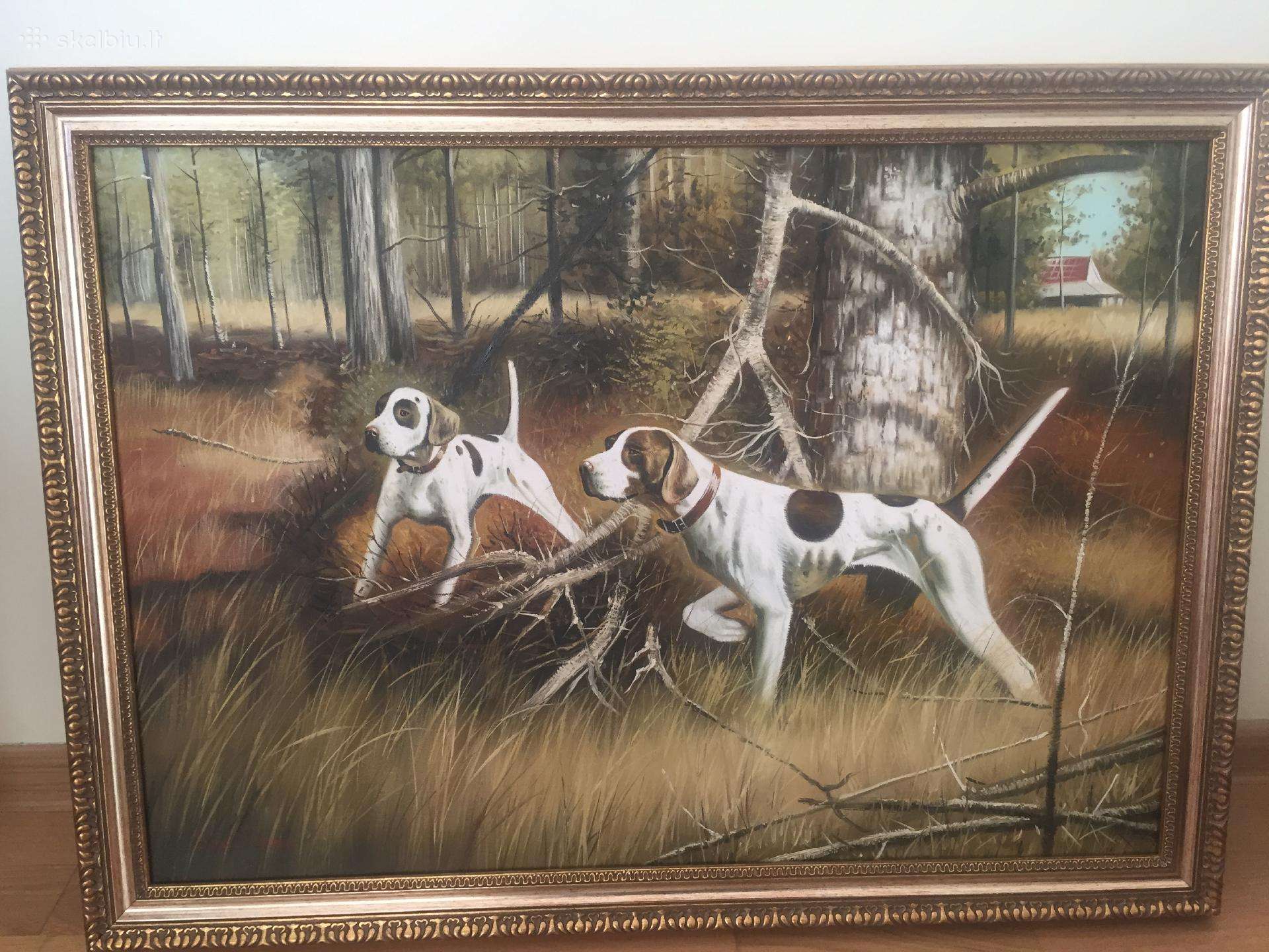 Antikvarinis paveikslas D.newman Dogs
