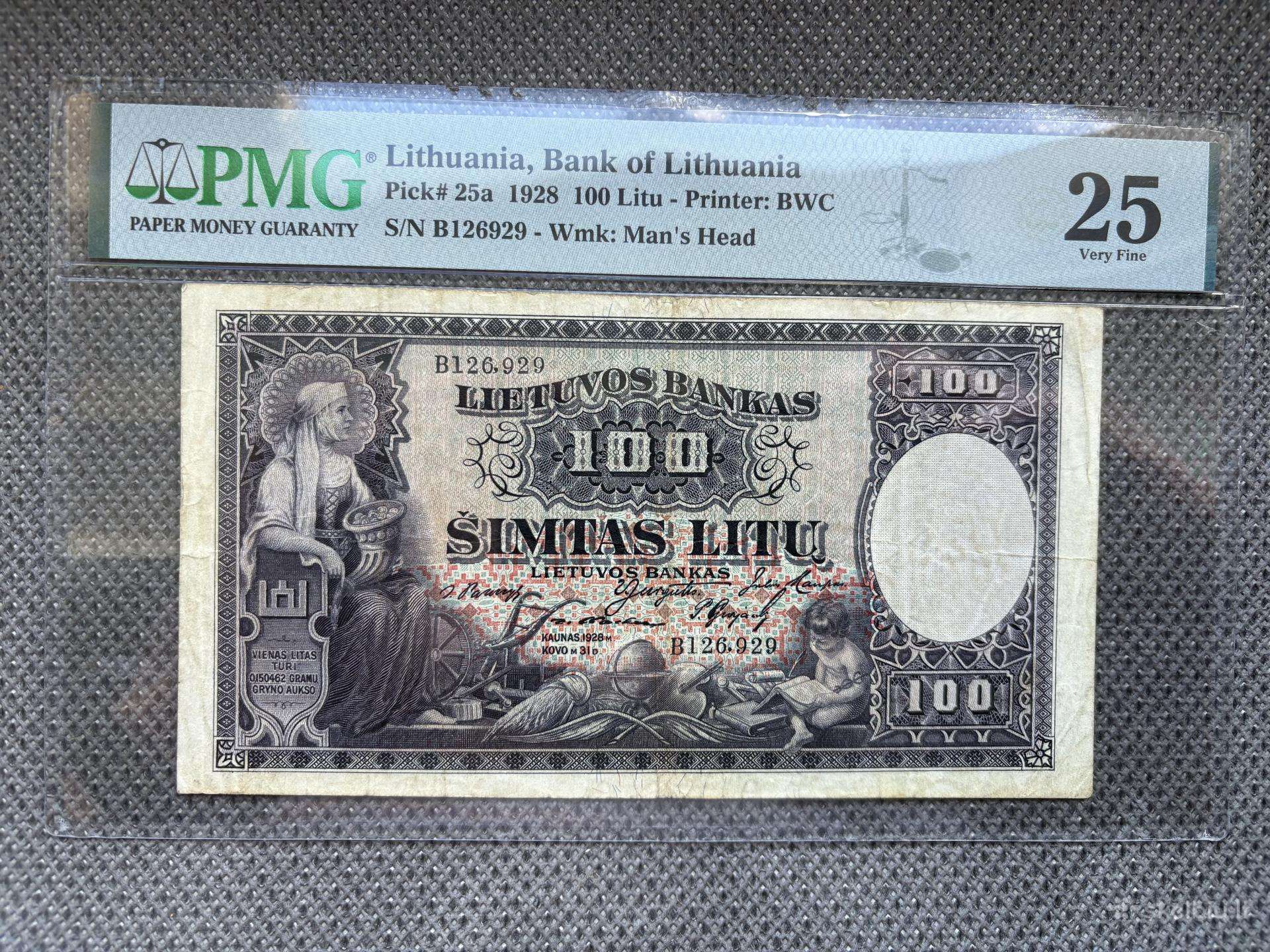 100 Litų 1928 m. Pmg25