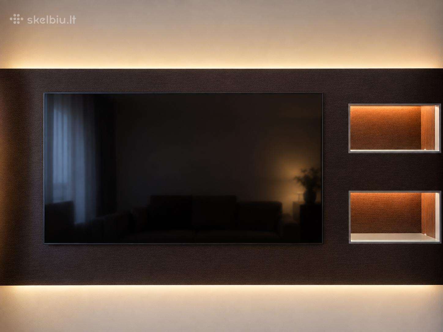 TV sienelė, akcentinė lentyna su LED
