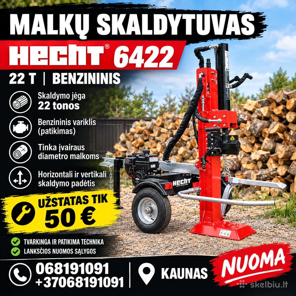 Malkų skaldyklės nuoma Kaune 50€