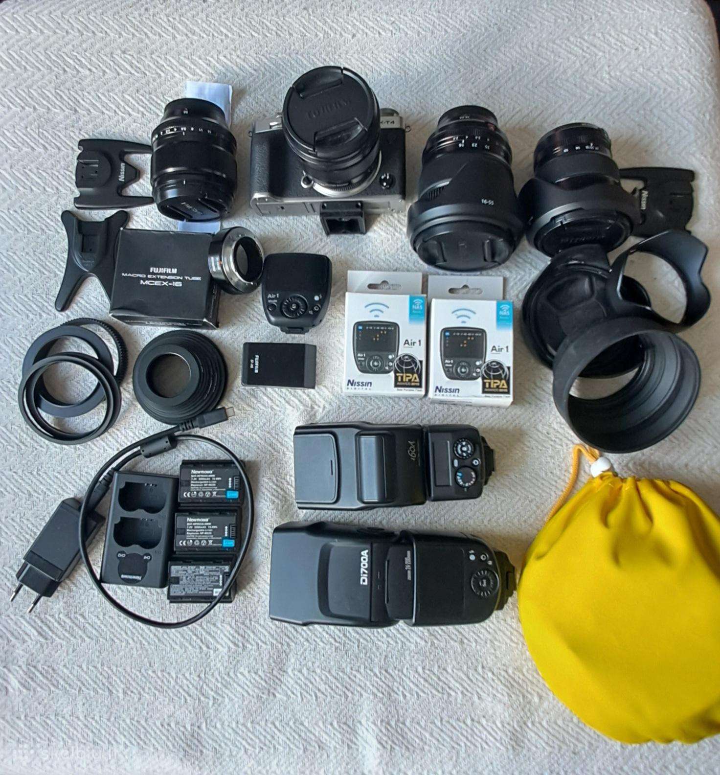 Fujifilm X-t4 mega komplektas, 4 obj, 2 flash, etc